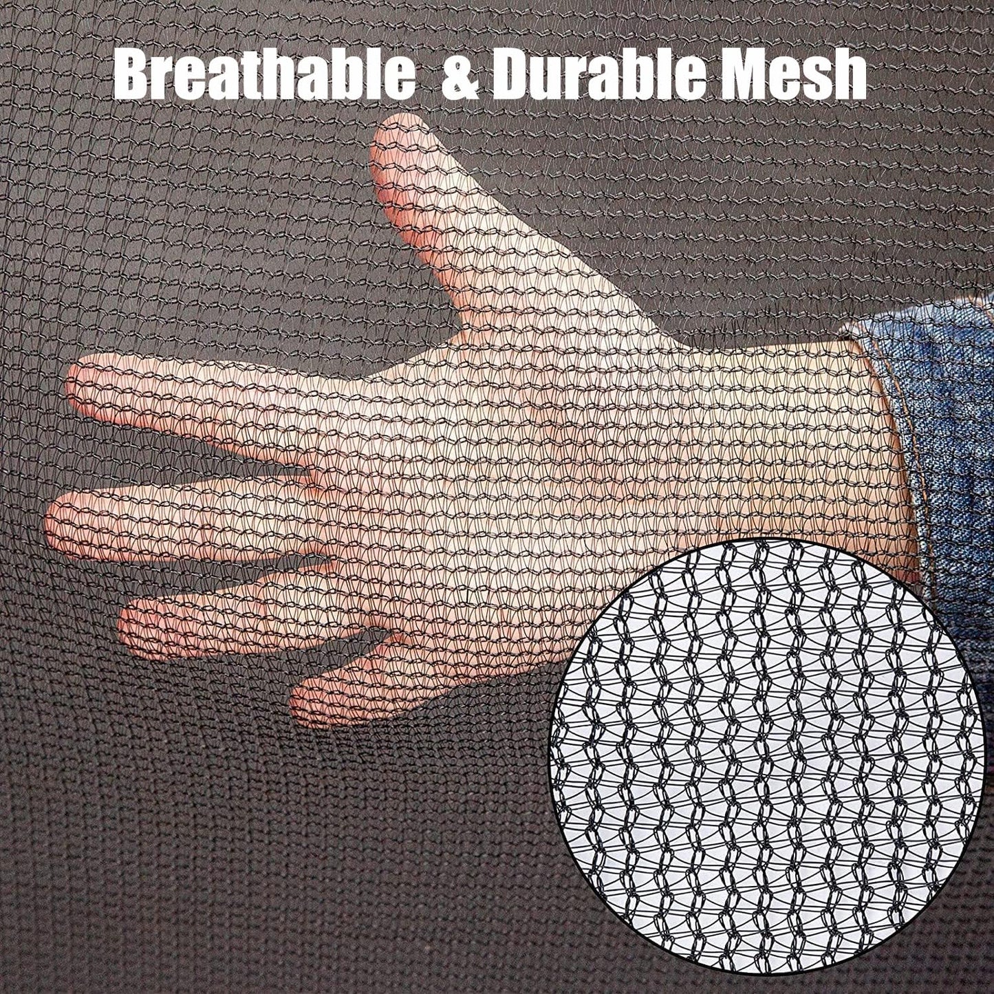Cliselda Trampoline Net Replacement 14 ft 6 Poles, Safety Enclosure Net for 14 Foot Round Frame Trampolines, Breathable and Weather-Resistant, Adjustable Straps(Net Only,Poles not Includ)