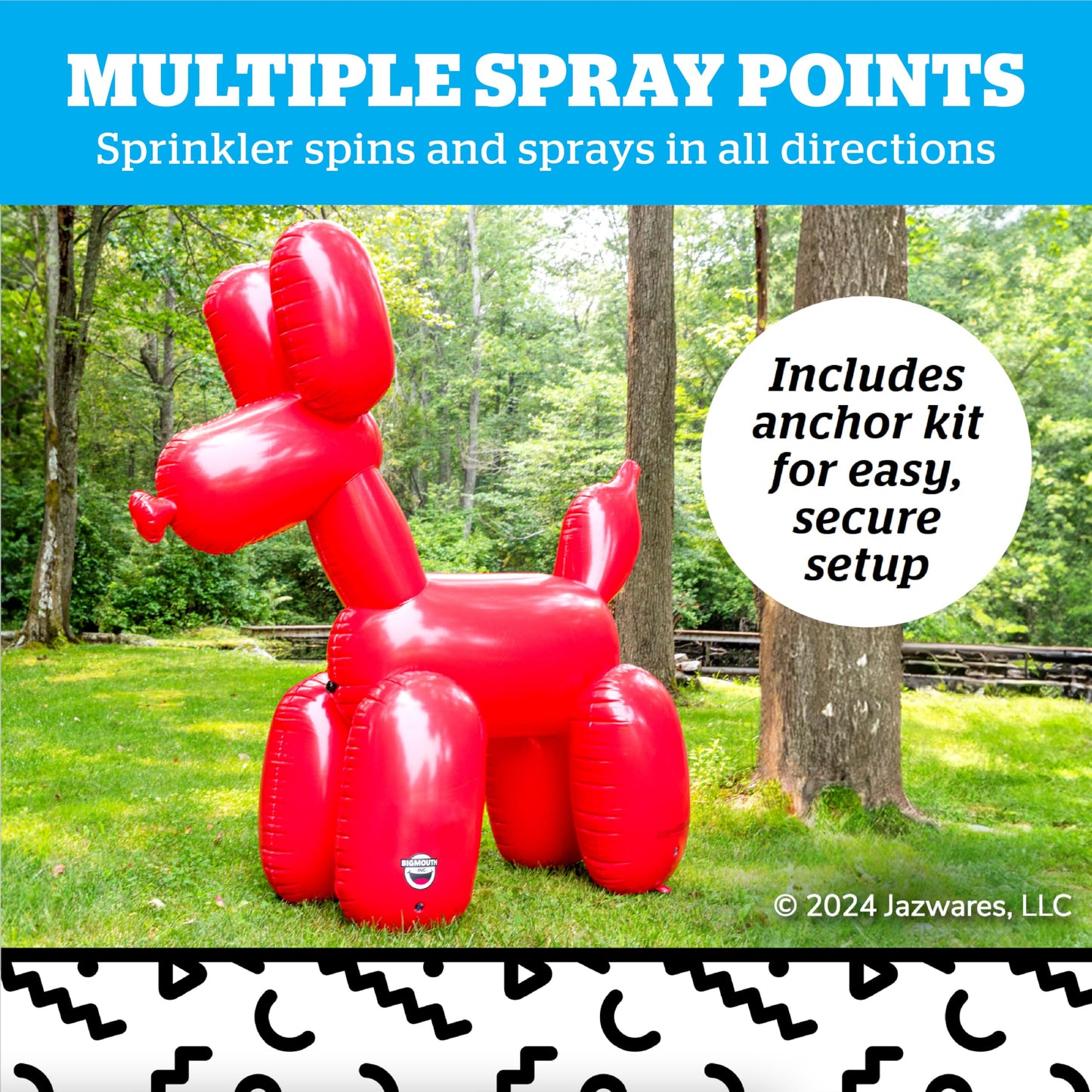 BigMouth Inc. Giant Inflatable Balloon Dog Sprinkler, Fun Summer Backyard Water Game & Splash Toy for Kids, 6 Feet Tall