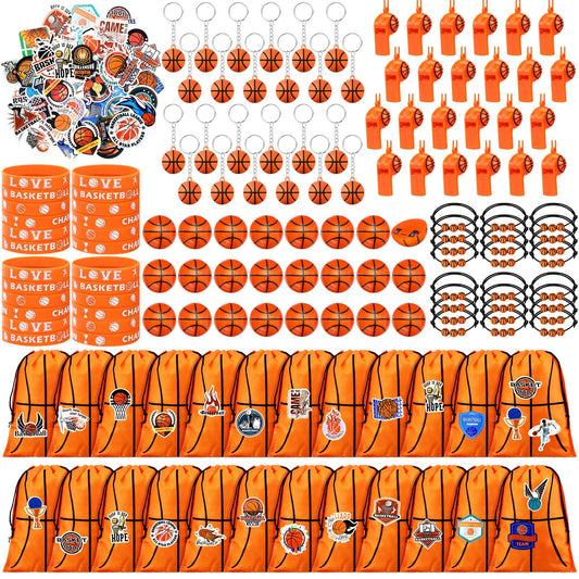 Aoriher 194 Pcs Basketball Party Favors Set Sport Silicone Bracelet Sport Car Keychain Whistle for Girls Boys Birthday Gifts Sport Themed Party Supplies