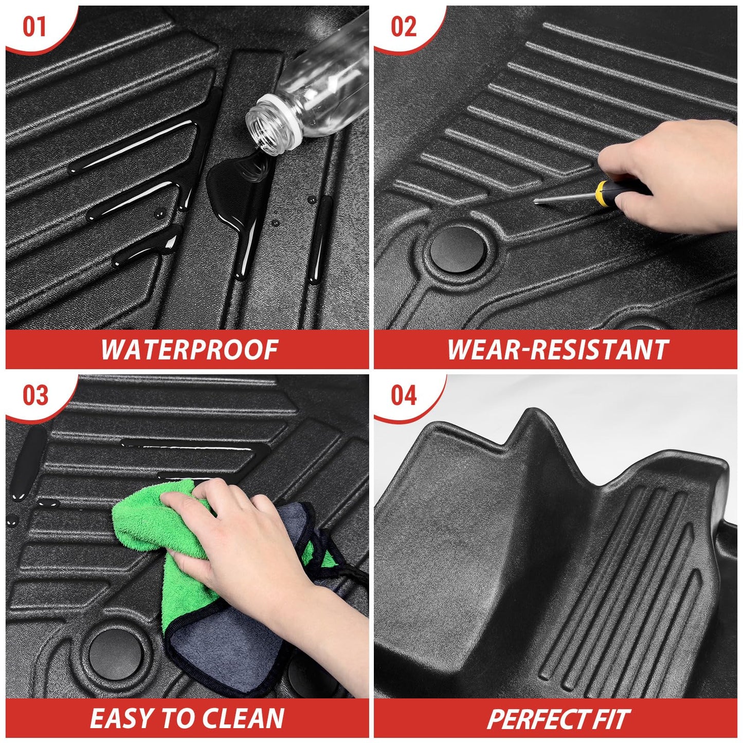 Utiiy Floor Mat Front Liner Fit for 2022 2023 2024 Ford Transit (All Models W/Vinyl Floors) TPE All Weather Mat for 2022 2023 2024 Ford Transit Front 1st Row Accessories