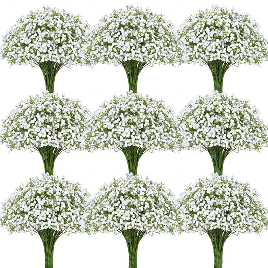 50 Pcs Babys Breath Artificial Flowers, Baby Breath Flowers Artificial Bulk, Real Touch White Fake Flowers, Faux Babies Breath Gypsophila for Wedding Home Decor Floral Arrangement