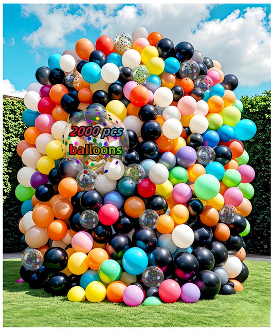 2000 Pcs Balloons Bulk 12 inch Assorted Colors Rainbow Latex Balloon 12 Colors, for Wedding, Graduation, Birthday Party Various Event Decorations