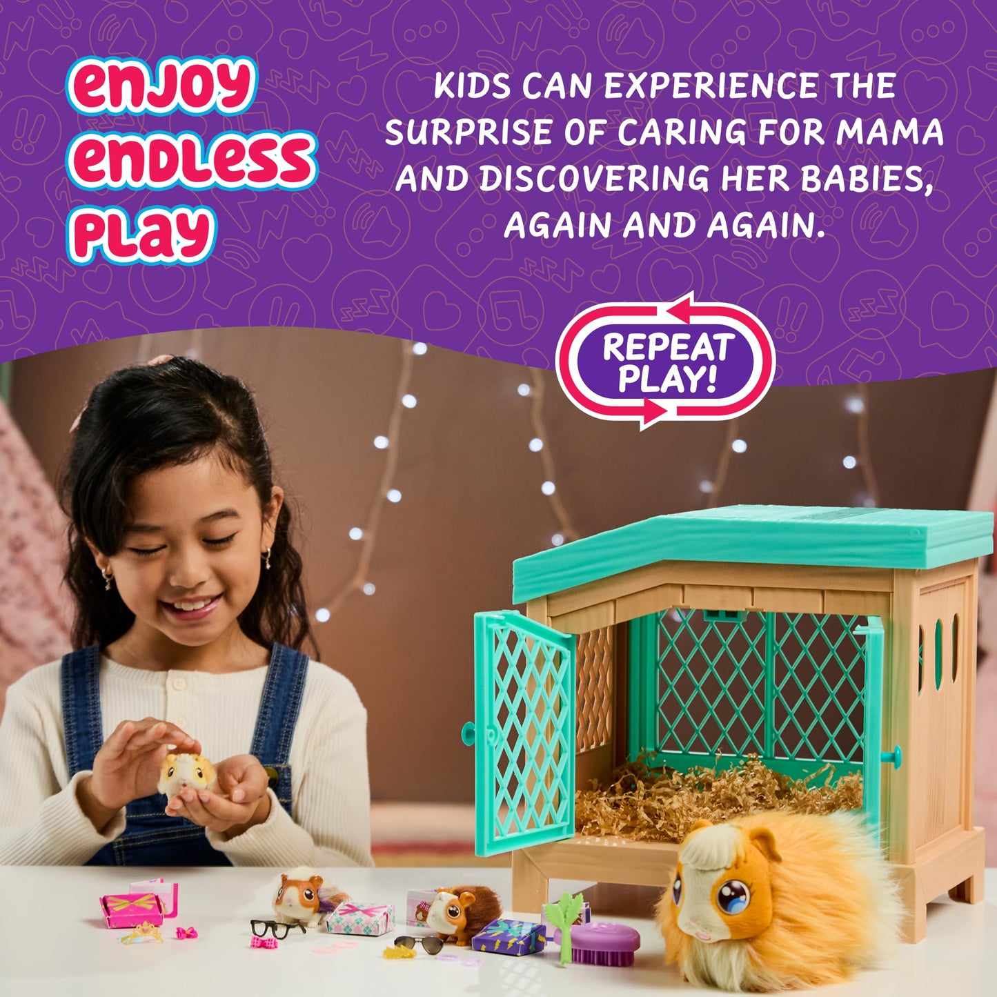 Little Live Pets - Mama Surprise | Soft, Interactive Mama Guinea Pig and her Hutch, and her 3 Surprise Babies. 20+ Sounds & Reactions. Batteries Included. for Kids Ages 4+.