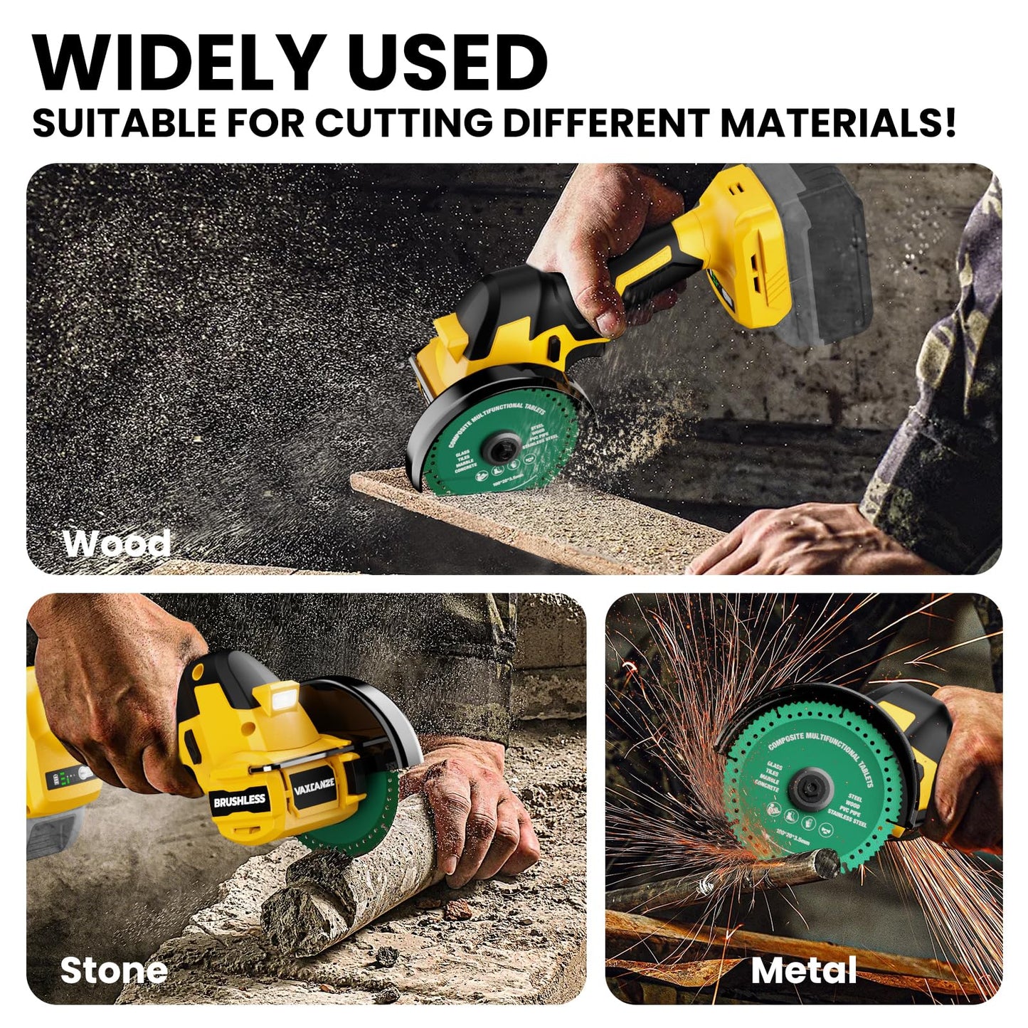 Cordless Cut Off Tool Compatible with DeWalt 20V Max Battery, 18,000 RPM Brushless Motor, 4" Blades (2pcs) with Dust Cover, 1.2mm Max Blade Thickness for Wood/Metal/Plastic【BATTERIES NOT INCLUDED】