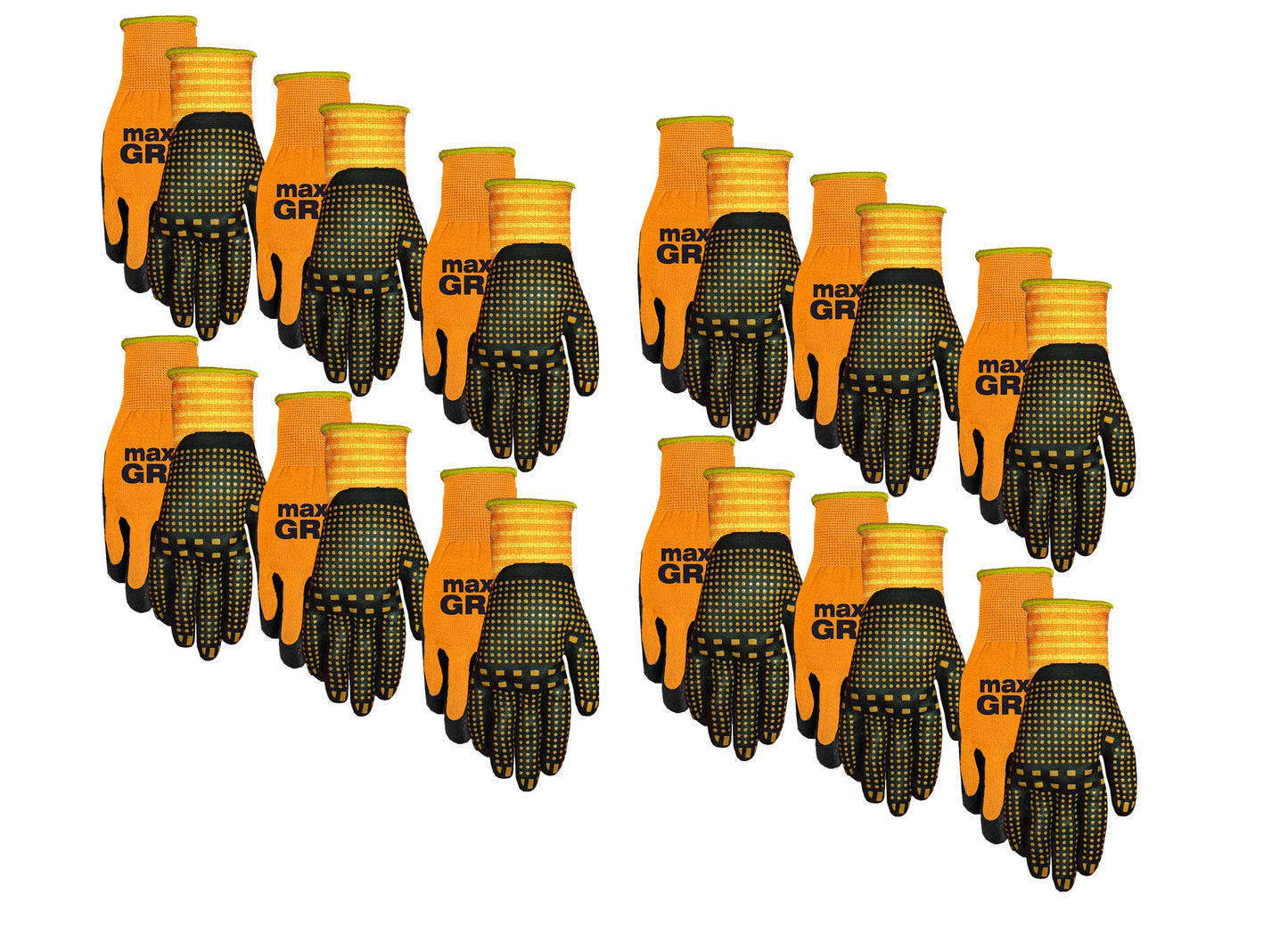 MidWest Gloves and Gear 94P12-LX-AZ-12 Max Gripping Glove, 12 Pair Pack, Orange