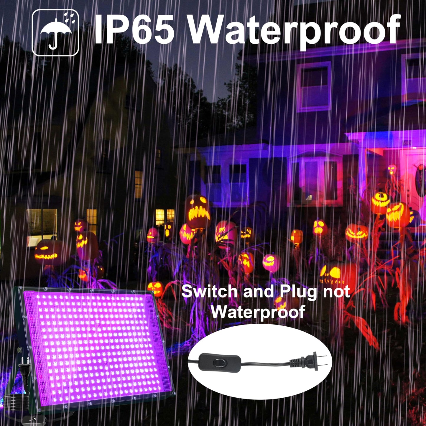 4 Pack 300W Blacklight 336 LEDs, UV Lamp Black Lights for Glow Party, 395nm, IP65 Outdoor Black Light Fixture for Halloween, Glow in The Dark Party, Fluorescent Poster Tapestry, Body Painting