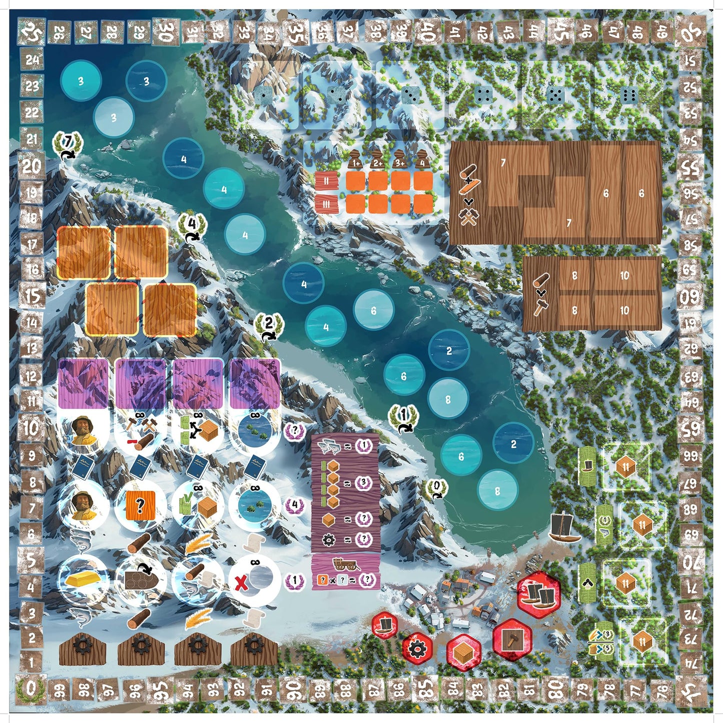 Saltfjord Board Game - Dice Drafting, Fishing and Village Expansion Strategy Game Set in 19th Century Norway, Ages 14+, 1-4 Players, 60 Minute Playtime, Made by Aporta Games