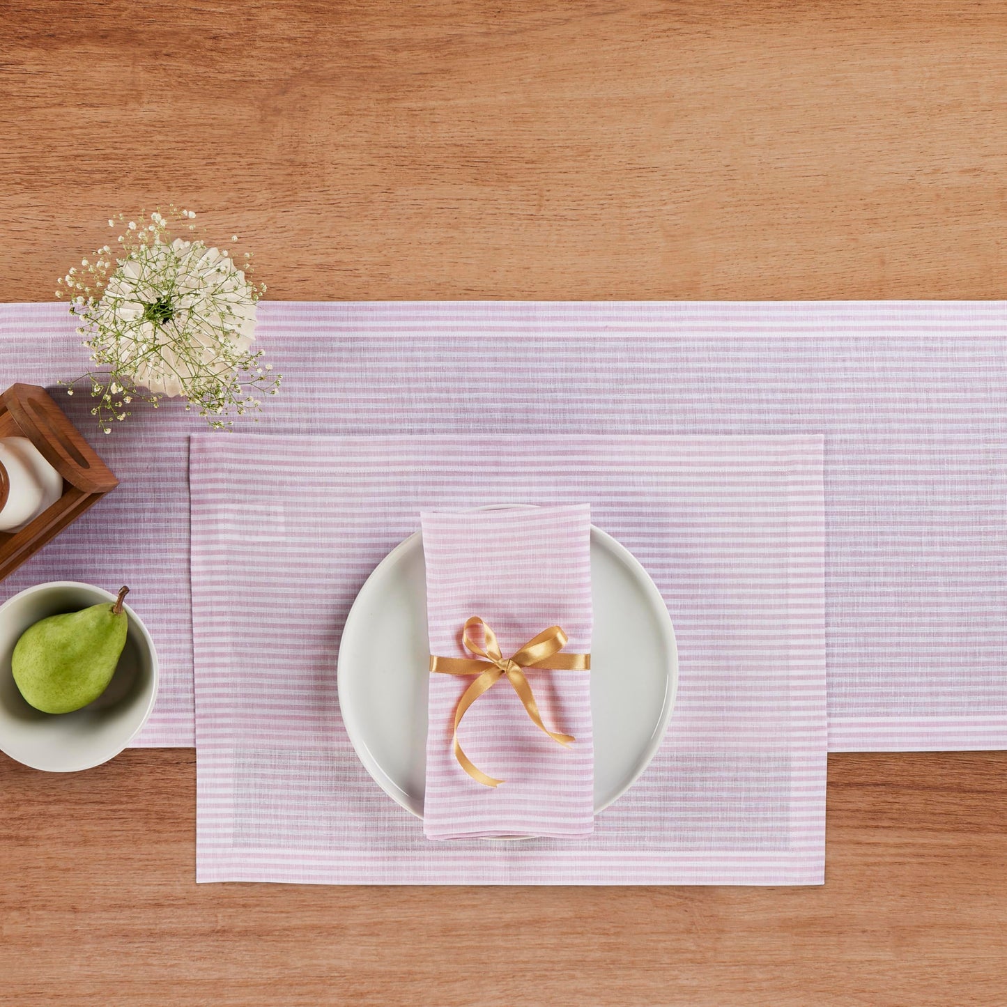 Solino Home Linen Cloth Napkins Set of 4-100% Pure Linen Pink and White Striped Dinner Napkins 20 x 20 Inch for Halloween - Narrow Stripe, Handcrafted and Machine Washable