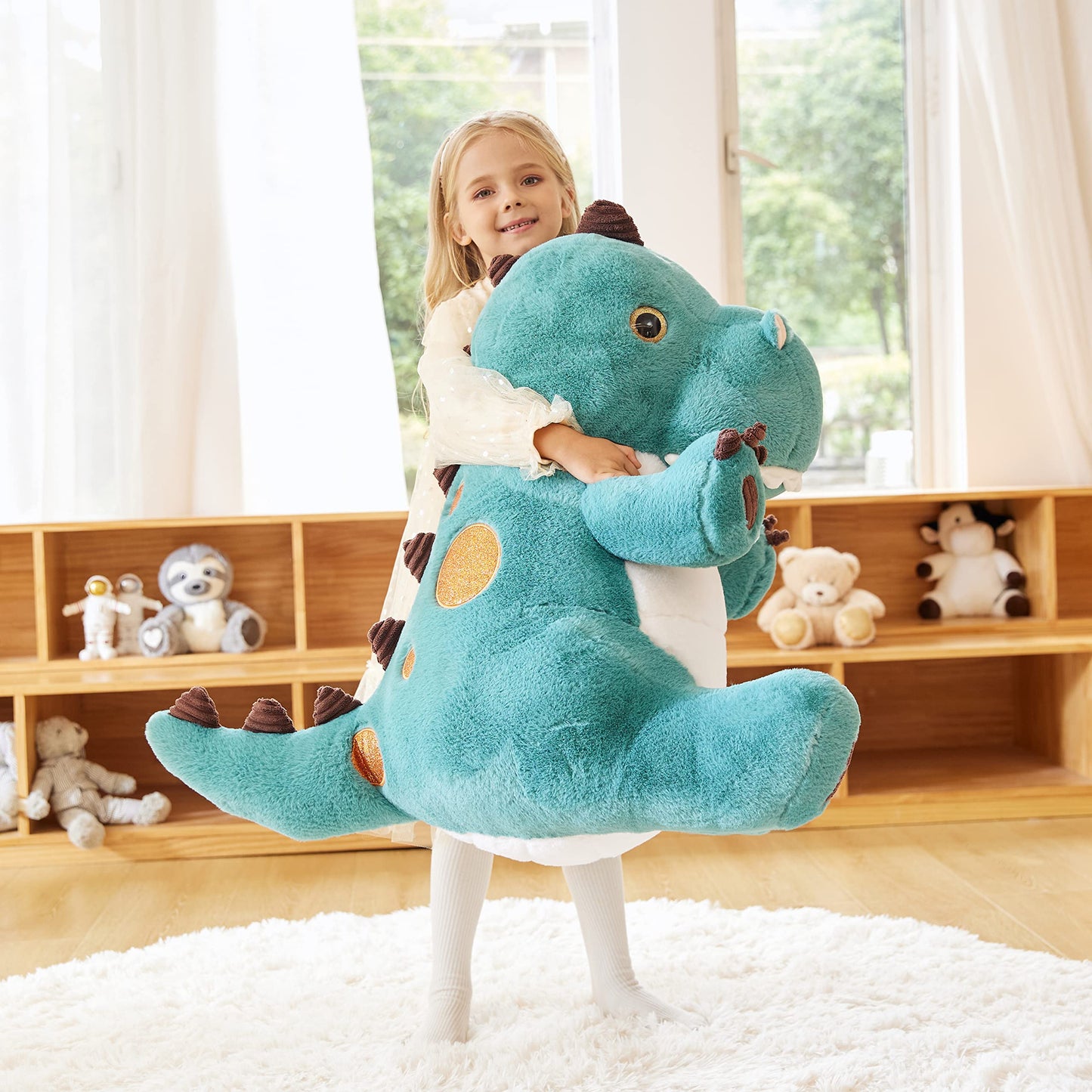 EARTHSOUND Giant Dinosaur Stuffed Animal Plush Toy,Large Jumbo 23" Cute Soft Toys,Big Size Huge Fluffy Plushy Oversized Fat Plushie,Gifts for Kids Girls Boys Girlfriend (23 inches, Lake Blue)