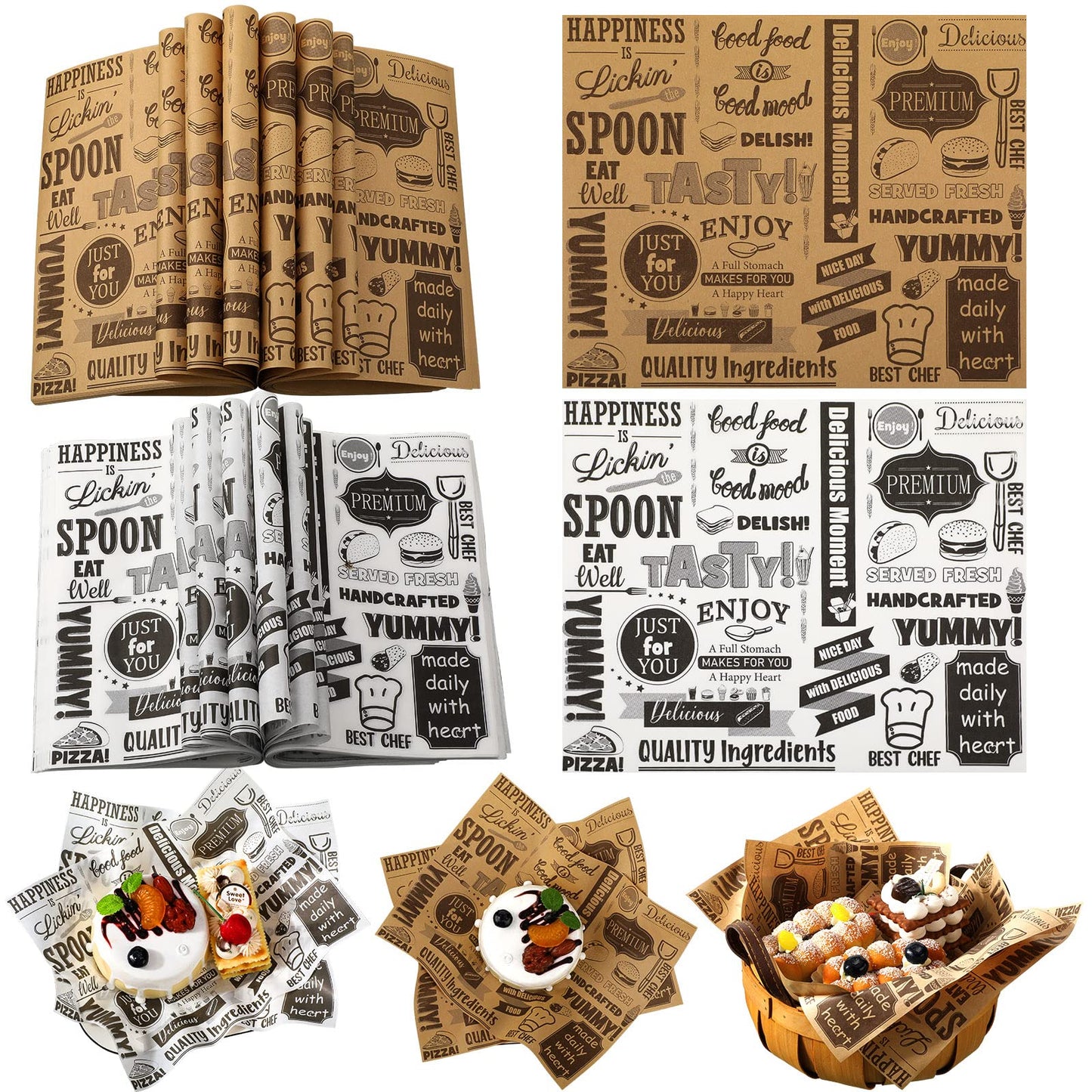 1000 Pcs Deli Wax Paper Sheets for Food Grease Resistant Tray Basket Liners White Newsprint Paper Square Hot Dog Wrappers Greaseproof Deli Wrapping Sheets for Outdoor Picnic, Churches, Home Party