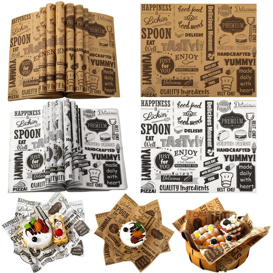 1000 Pcs Deli Wax Paper Sheets for Food Grease Resistant Tray Basket Liners White Newsprint Paper Square Hot Dog Wrappers Greaseproof Deli Wrapping Sheets for Outdoor Picnic, Churches, Home Party
