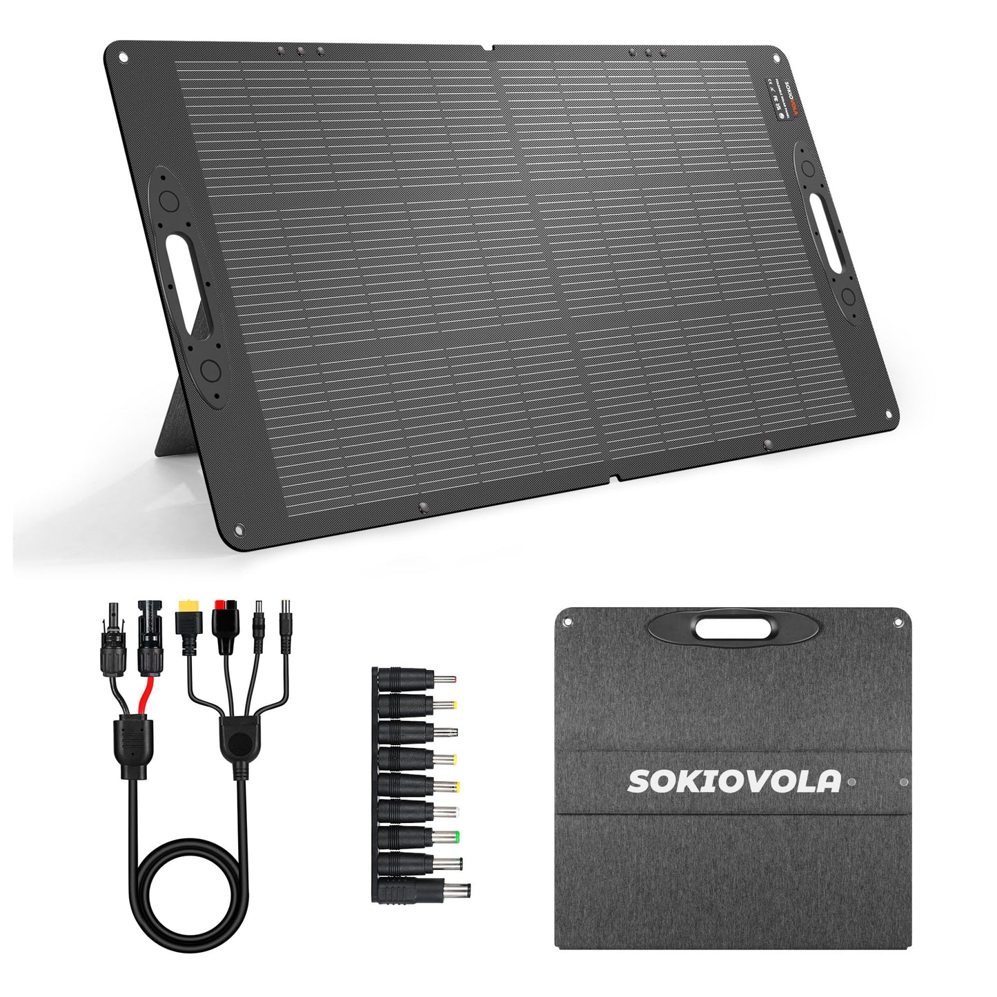 SOKIOVOLA 110W 18V Portable Solar Panel Kit,Portable Foldable Solar Panel,NextGen Solar Cell Up to 25% Conversion Rate,ETFE IP68 Waterproof & Dustproof for Power Station Outdoor Camping RV Trip