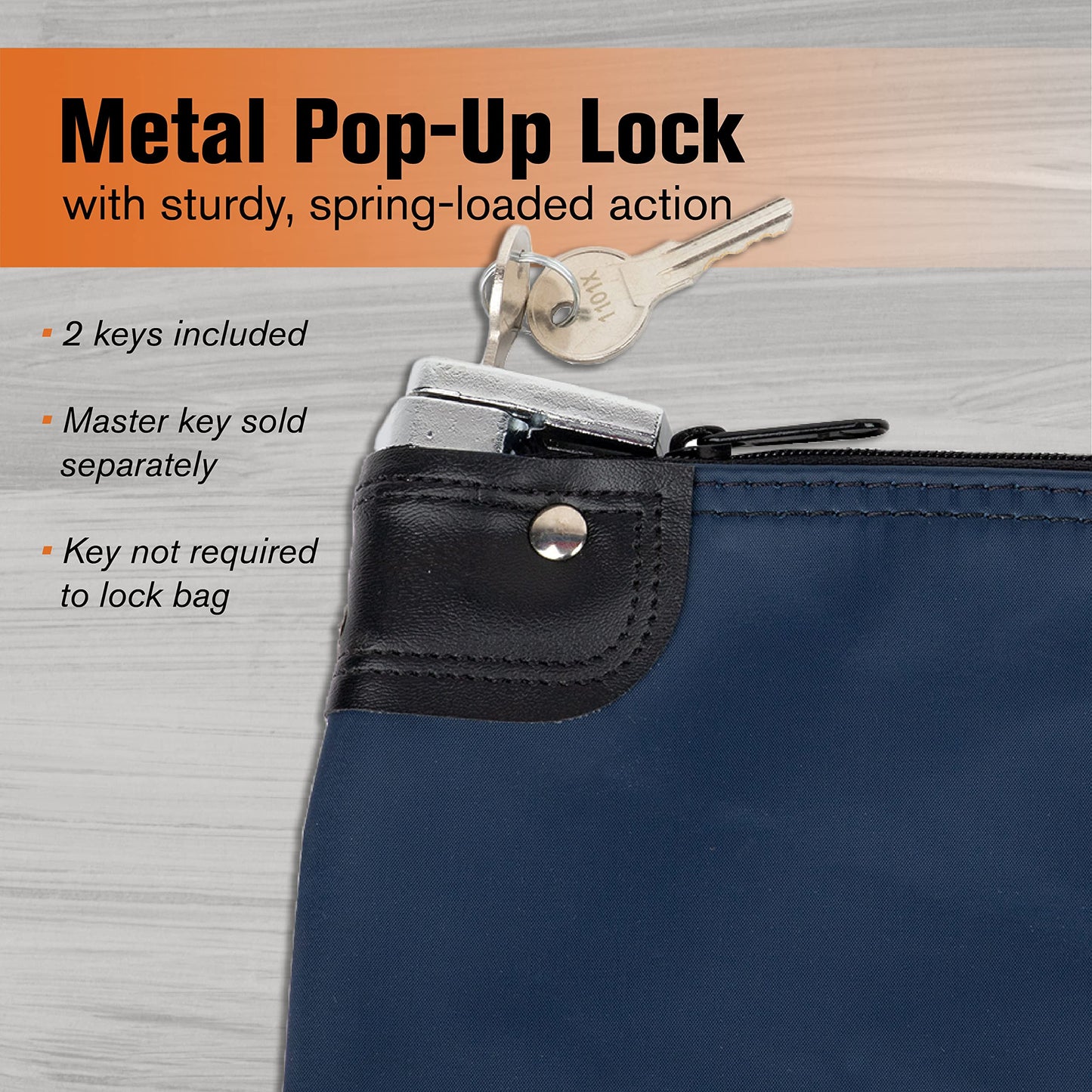 BankSupplies HIPAA Locking Courier Bag Navy Blue 19 Inches W by 15 Inches H Durable Laminated Nylon Metal Pop-Up Lock for Money Coins Checks and Documents