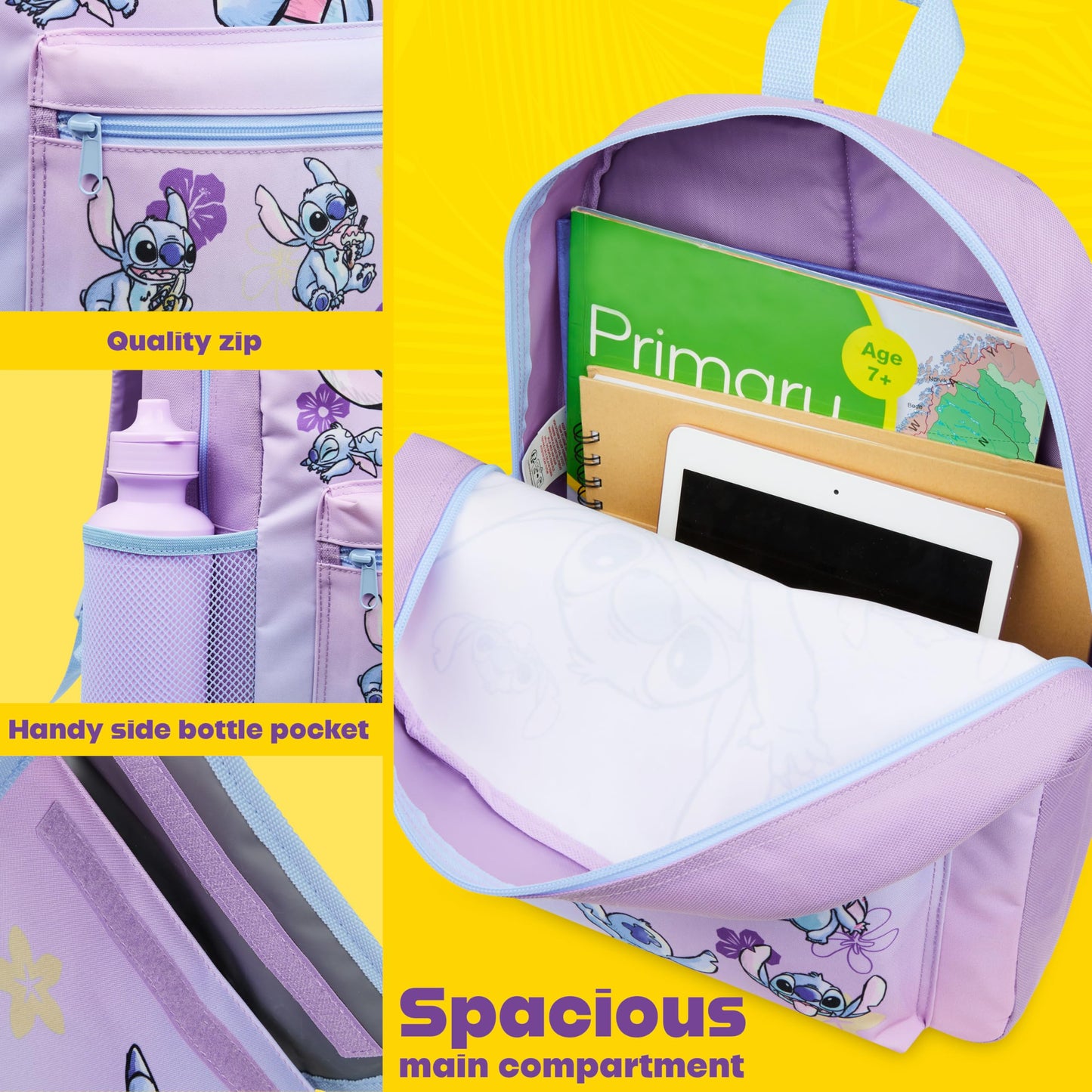 Disney Stitch Backpack Set 4 Pcs with Insulated Lunch Bag Water Bottle Pencil Case Gifts for Kids