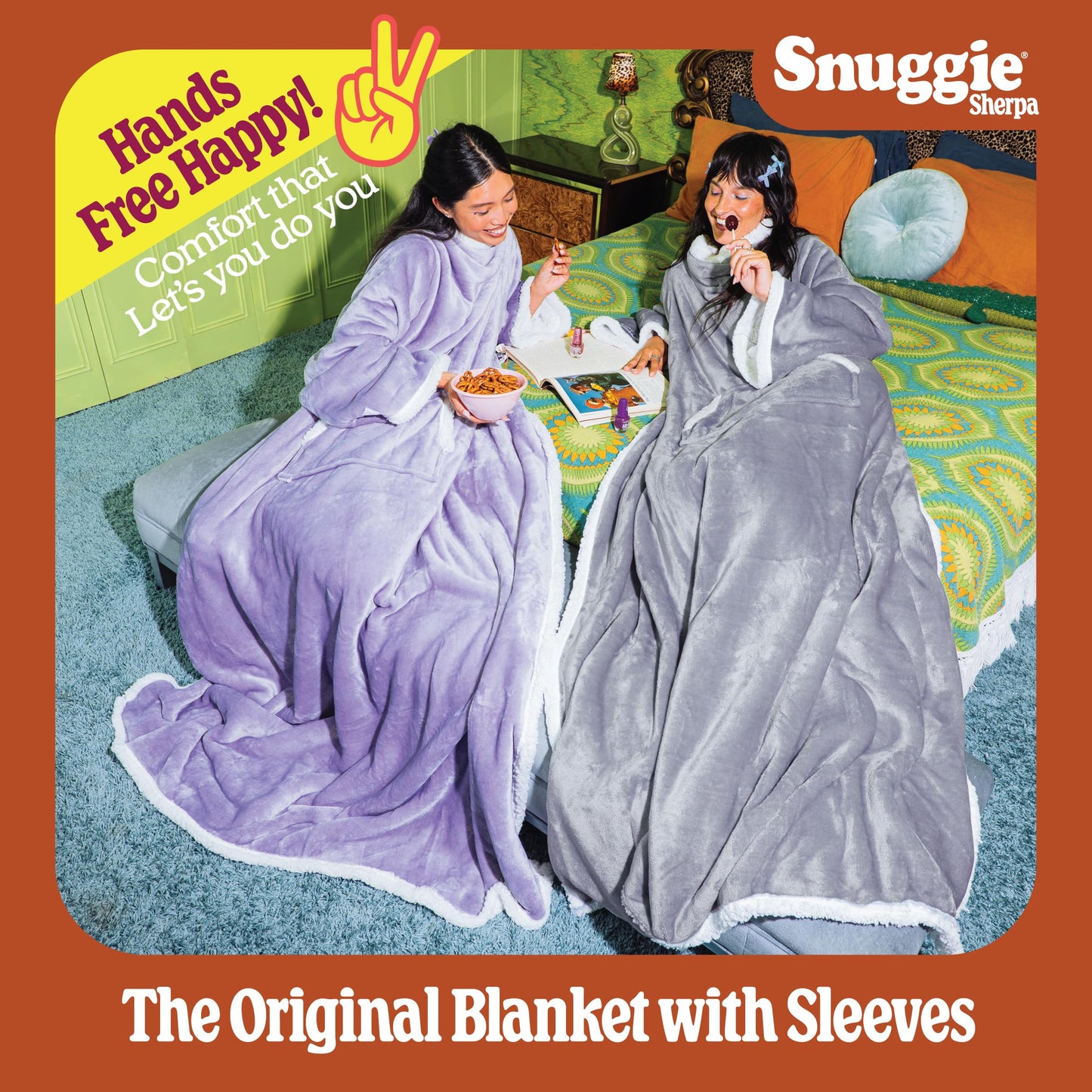 Snuggie The Original Wearable Blanket With Sleeves & Pockets | Sherpa, Oversized Throw for Adult Men & Women, Machine Washable, Great Gift for Holidays, As Seen on TV | One Size, Charcoal, 71 x 54