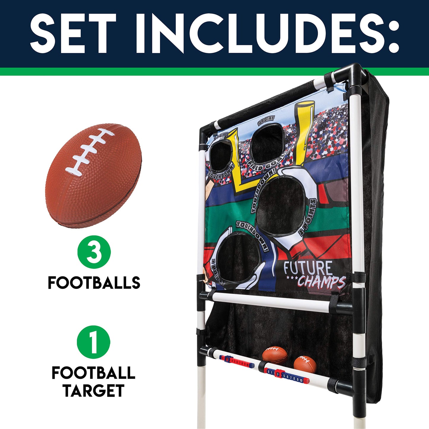 Franklin Sports Kids Football Target Toss with Mini Balls - Indoor Football Passing Game for Kids - Targets Included