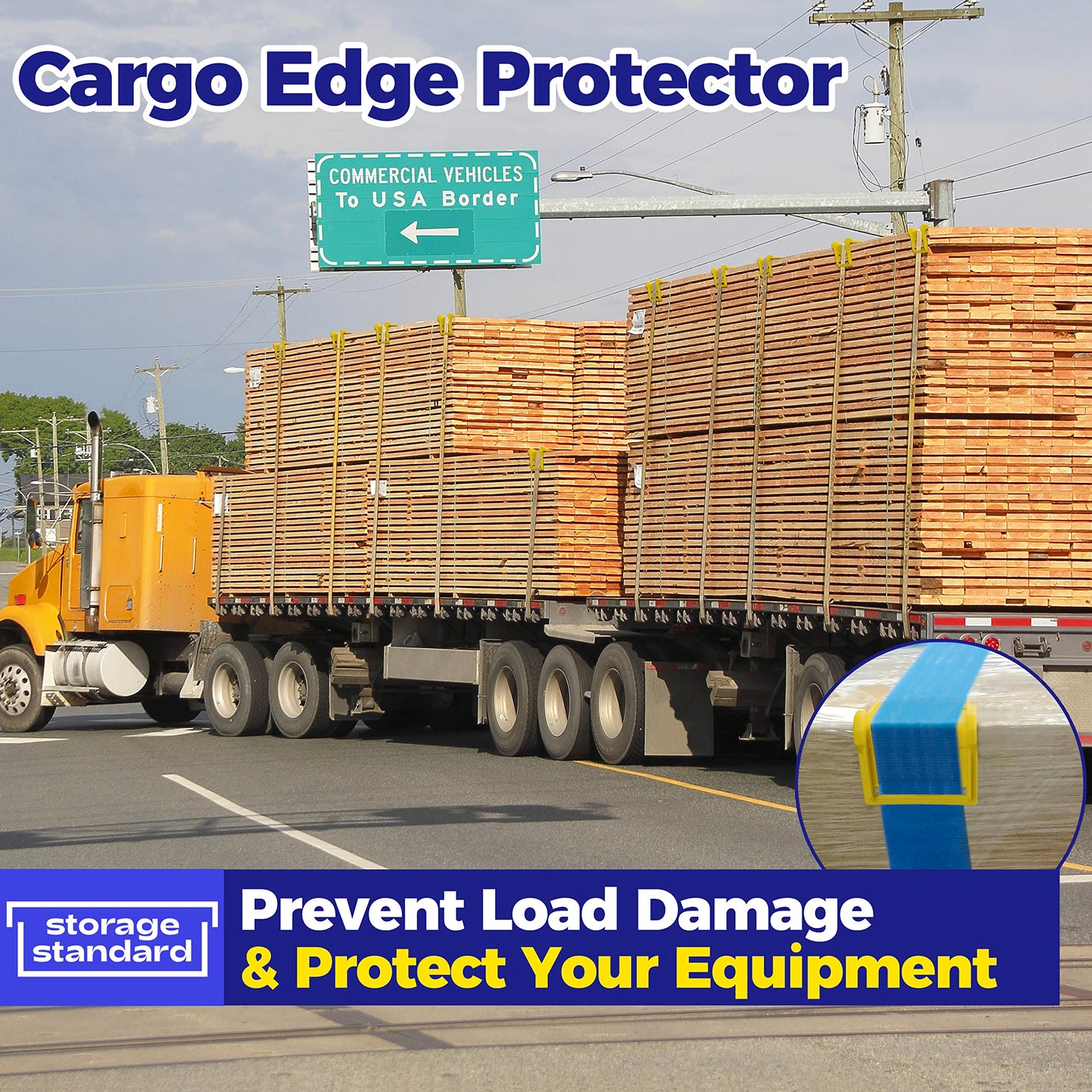24 Pack Edge Corner Protector With Carrying Case for Flatbed Cargo Load Truck Shipping - 4'' x 6'' Winch Ratchet Straps Plastic Protectors Yellow