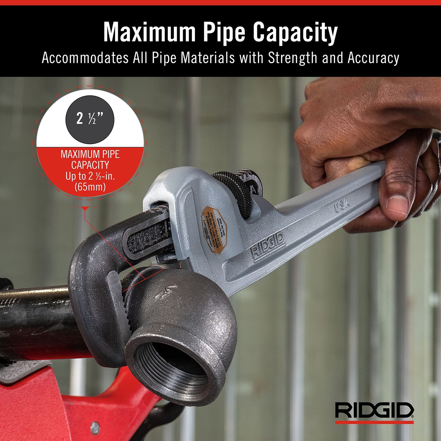 RIDGID 31100 Model 818 Aluminum Straight Pipe Wrench, 18-inch Plumbing Wrench