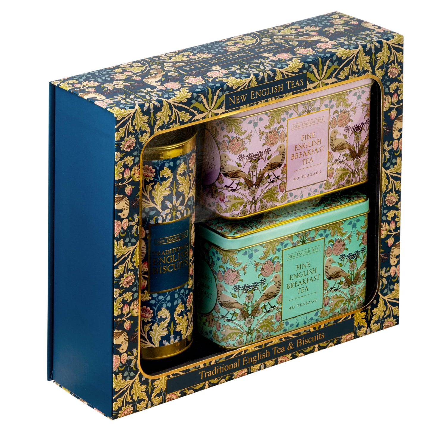 New English Teas Traditional Tea & Cookies Gift Set with 80 English Breakfast Teabags & Cornish Cookies