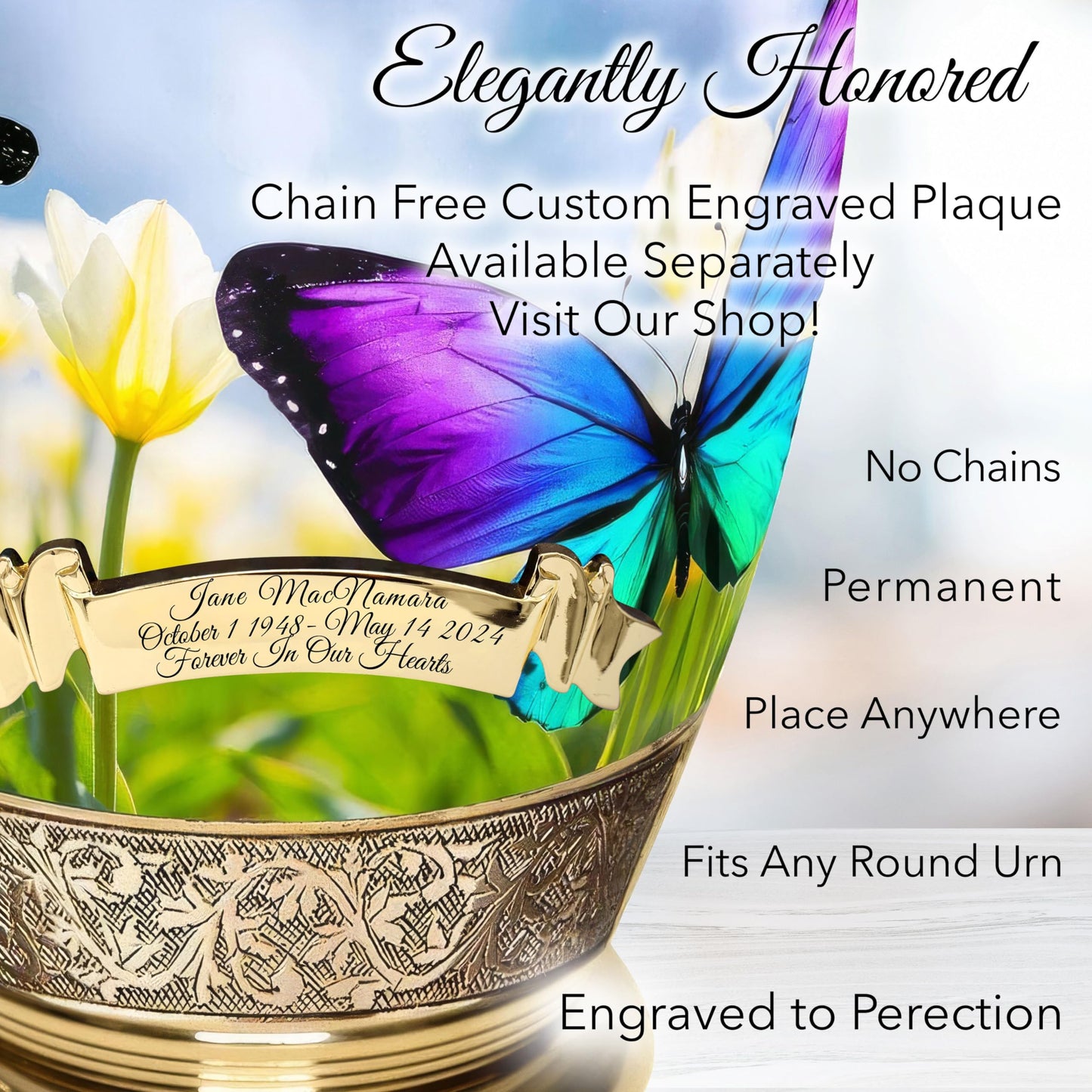 Wild Butterflies Cremation Urn for Ashes for Women - Beautifully Handcrafted & Personalized Cremation Urns for Human Ashes Adult Female, Mom, Sister or Daughter