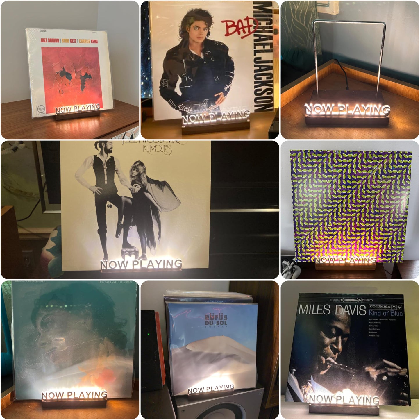 KORRTFID Now Playing Vinyl Record Stand, Vinyl Record Holder, Light Up Vinyl Record Display Stand, Vinyl Record Holder for Albums, Warm White Light with Fingerprint-Proof Acrylic Letters