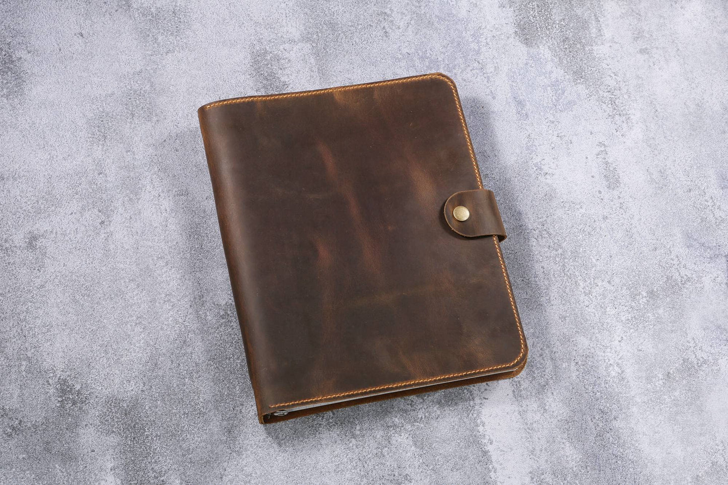 Leather business portfolio 3 ring binder for letter size 3 hole refill paper/leather organizer folder for 8.5 x 11 refillable paper