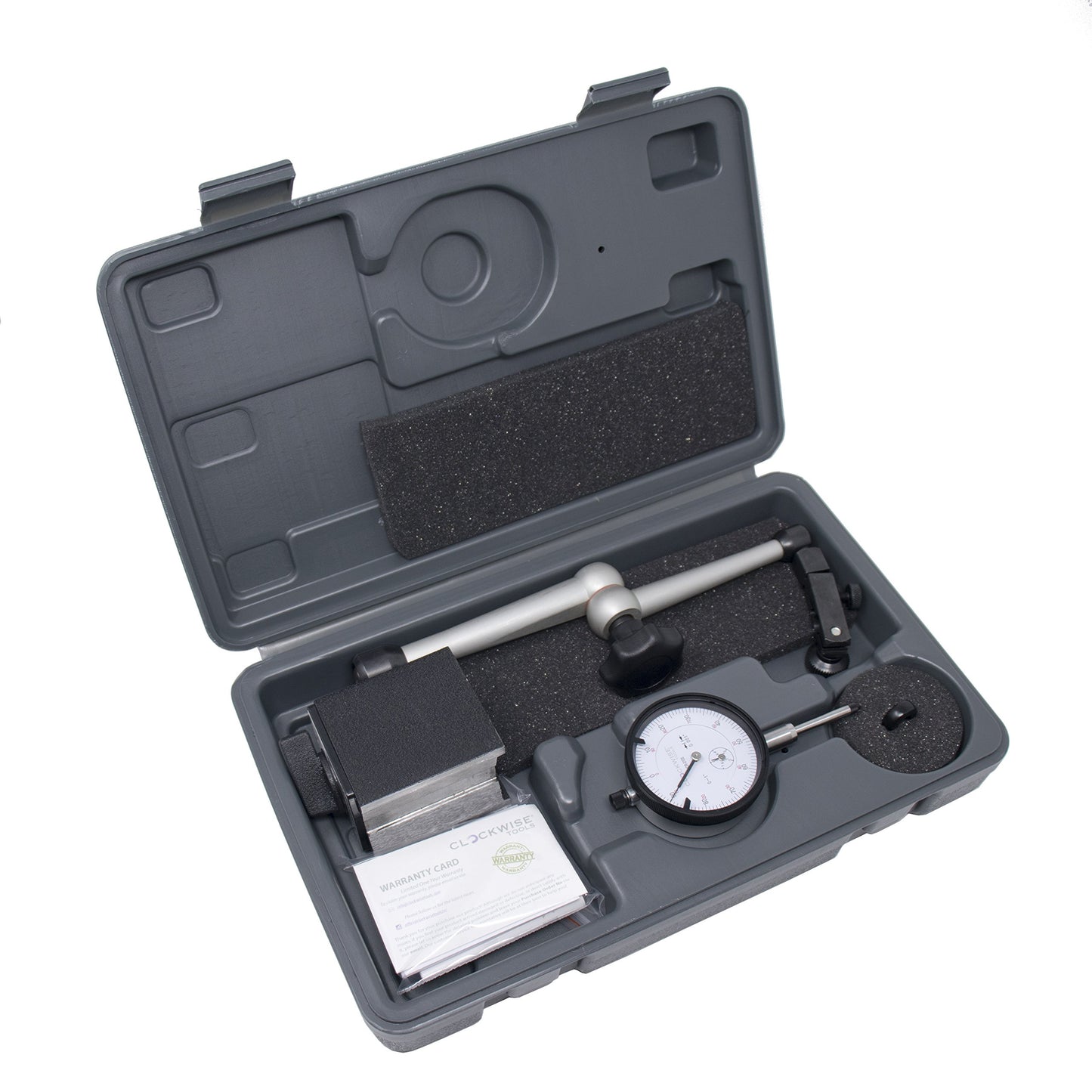 Clockwise Tools Dial Indicator with Magnetic Base Holder Stand, DIMR-0105 0-1 inch