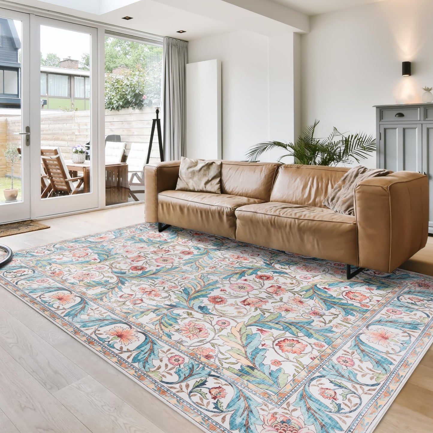 Gertmenian Indoor Boho Area Rug | Home Decor for Entryway, Bedroom, Living Room, Office, Kitchen | Non Slip, Soft, Printed Accent Rugs | Altair, Ivory, 5x7 Standard, 24504