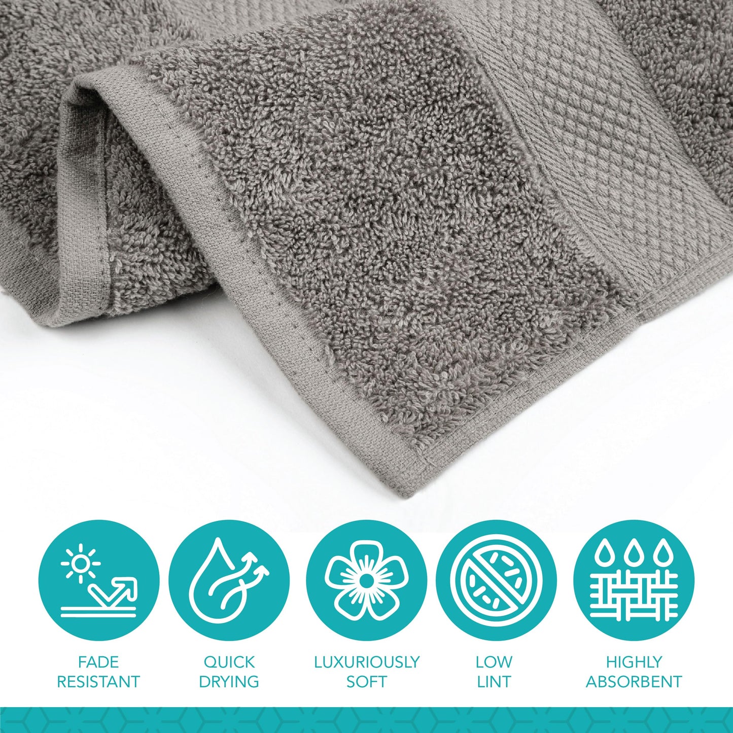 Pleasant Home Bath Towels Set of 6 (24” x 50”) 100% Cotton, 515 GSM | Lightweight, Soft & Absorbent Luxury Towels for Bathroom | for Gym, Pool & Spa | 6 Pack, Gray