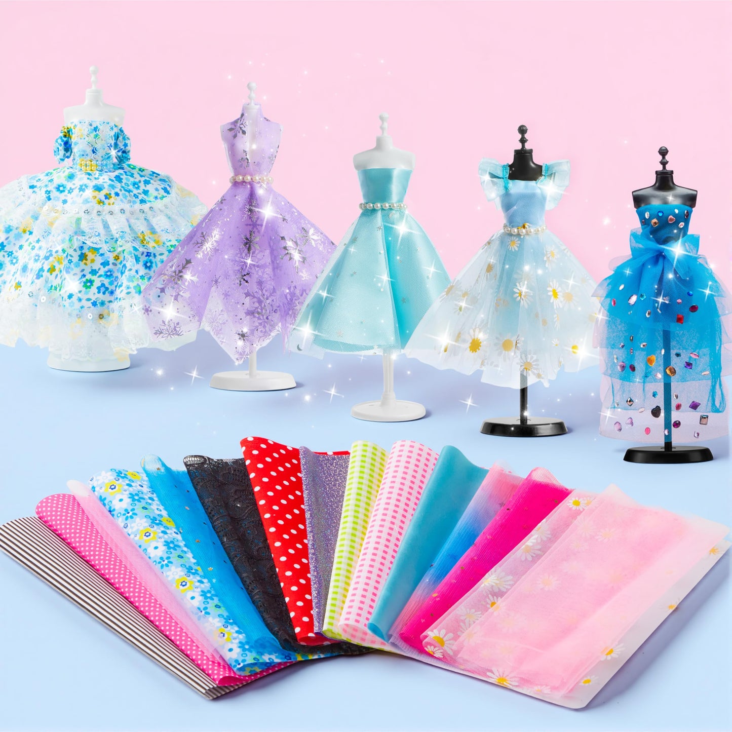 Klever Kits 400+PCS Fashion Design Crafts for Kids Art and Crafts Toy DIY Sewing Crafts with 3 Mannequins for Girls Aged 8-12，Christmas Toys Gifts for Kids