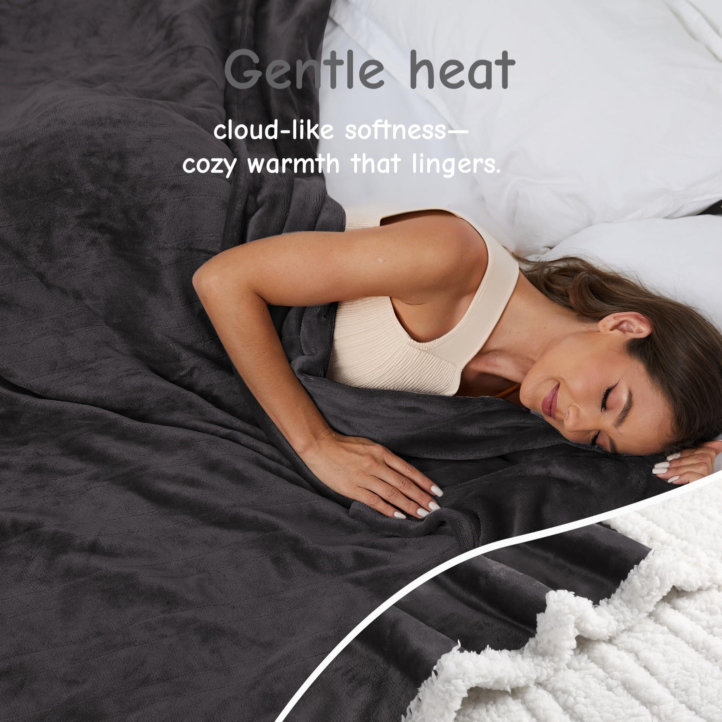 Electric Heated Blanket Full Size 72"x84", Soft Flannel with Overheat Protection, 9 Adjustable Heat Settings & 10-Hour Auto-Off Timer, Fast Heating for Winter Comfort, for Couch & Bed, Dark Gray