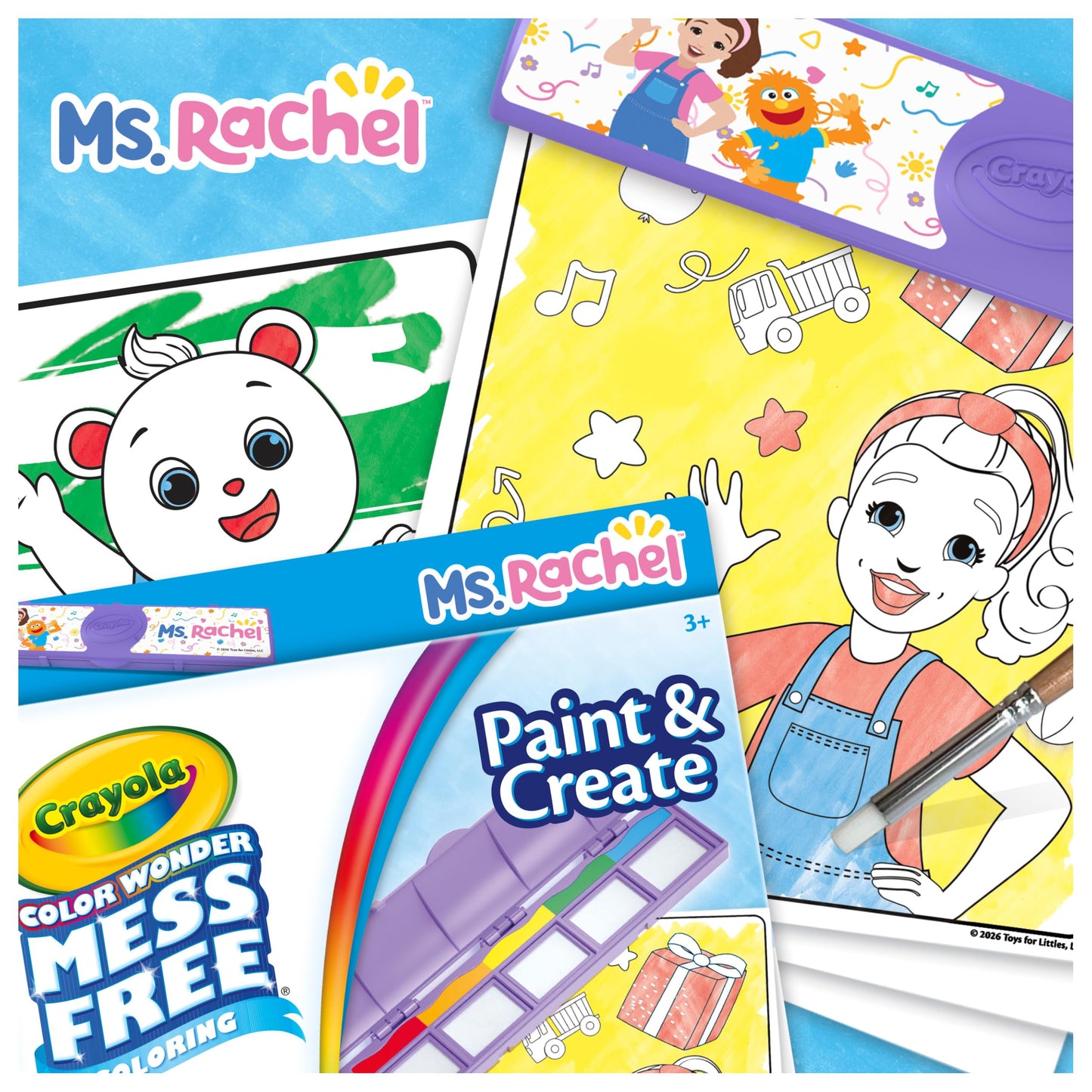 Crayola Color Wonder Paint & Create Set - Ms. Rachel, Mess-Free Painting Kit for Kids, 25 Coloring Pages, 5 Ink Pads & Paint Brush, Gift for Toddlers, Ages 3+
