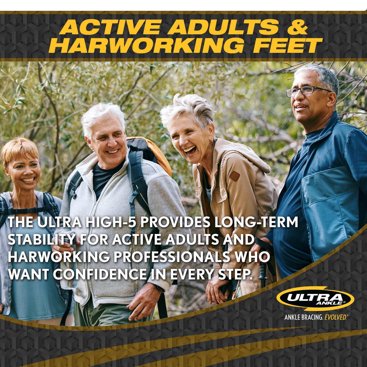 Ultra High-5 Ankle Support Brace – Everyday Stability Gear for Chronic Ankle Instability – Rigid Bilateral Shell, Boot-Ready Fit for Workers, Hikers, & Comfortable Support for Active Aging Adults - Medium
