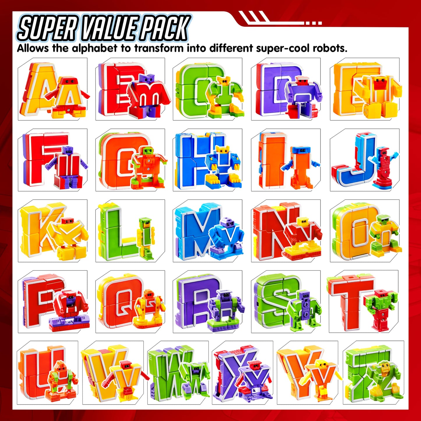 Alphabet Robots Toys for Kids, ABC Learning Toys, Alphabots, Letters, Toddlers Education Toy, Carnival Prizes, Christmas Toys, Treasure Box and Prize for Classroom