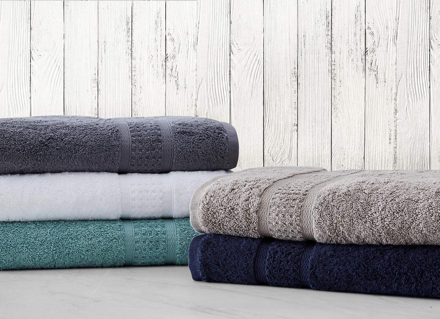 Nautica - Bath Towels, Highly Absorbent & Fade Resistant Bathroom Essentials, Oeko-Tex Certified (Oceane Navy, 6-Piece)