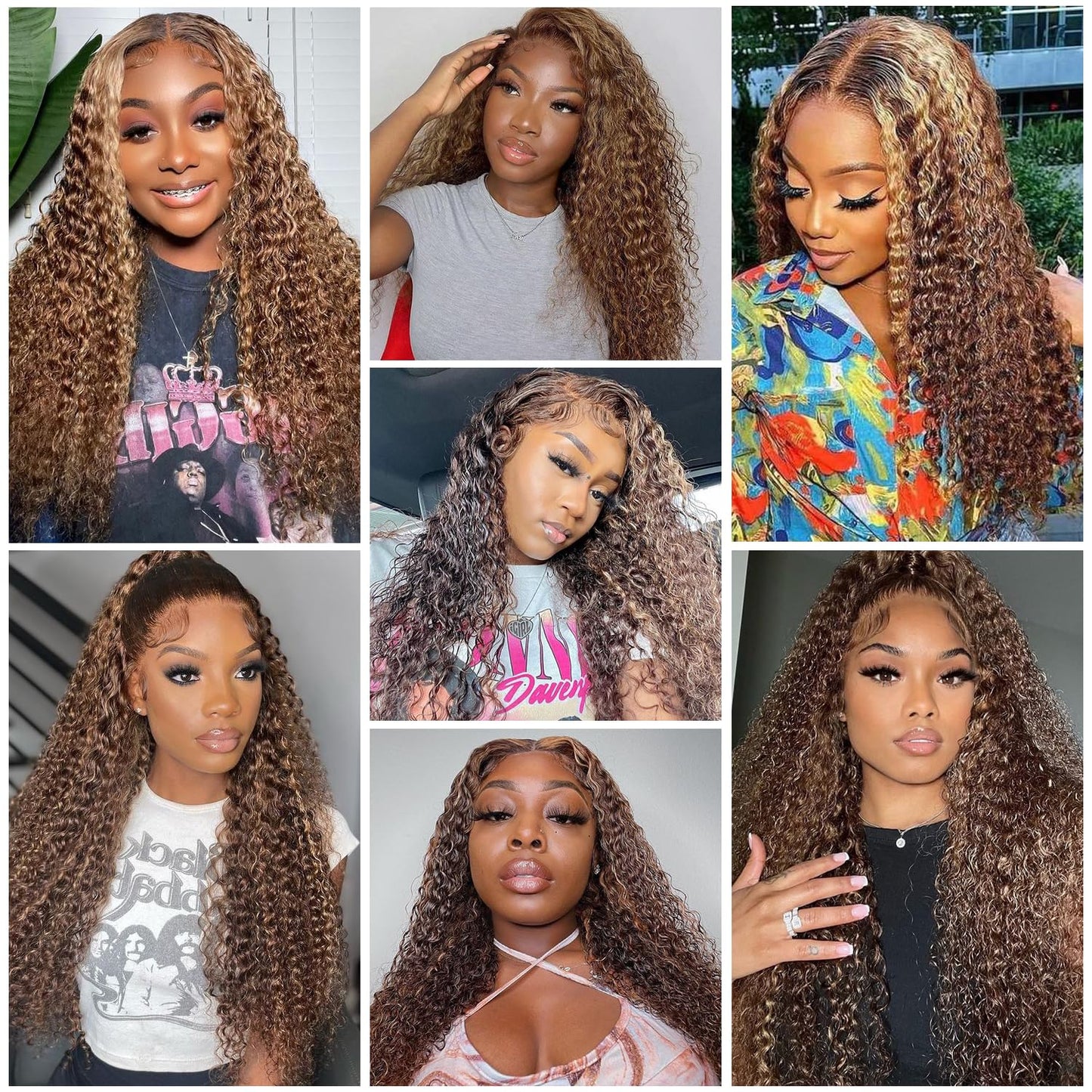 ZZMDS 26 Inch 13x6 Highlight Ombre Deep Wave Lace Front Wigs Human Hair Pre Plucked #4/27 Colored Glueless Wigs Water Wave Honey Blonde Curly Lace Frontal Wigs Human Hair for Women with Baby Hair