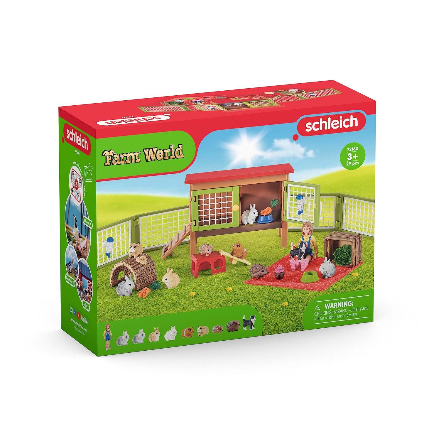 Schleich Farm World Little Pets Pen and Picnic Playset - Tiny Pets Farm Friends with Girl, Pet Shelter, Pen, Toys, Food and Accessories, Miniature Animals, 26-Piece Kids Toy for Boys and Girls