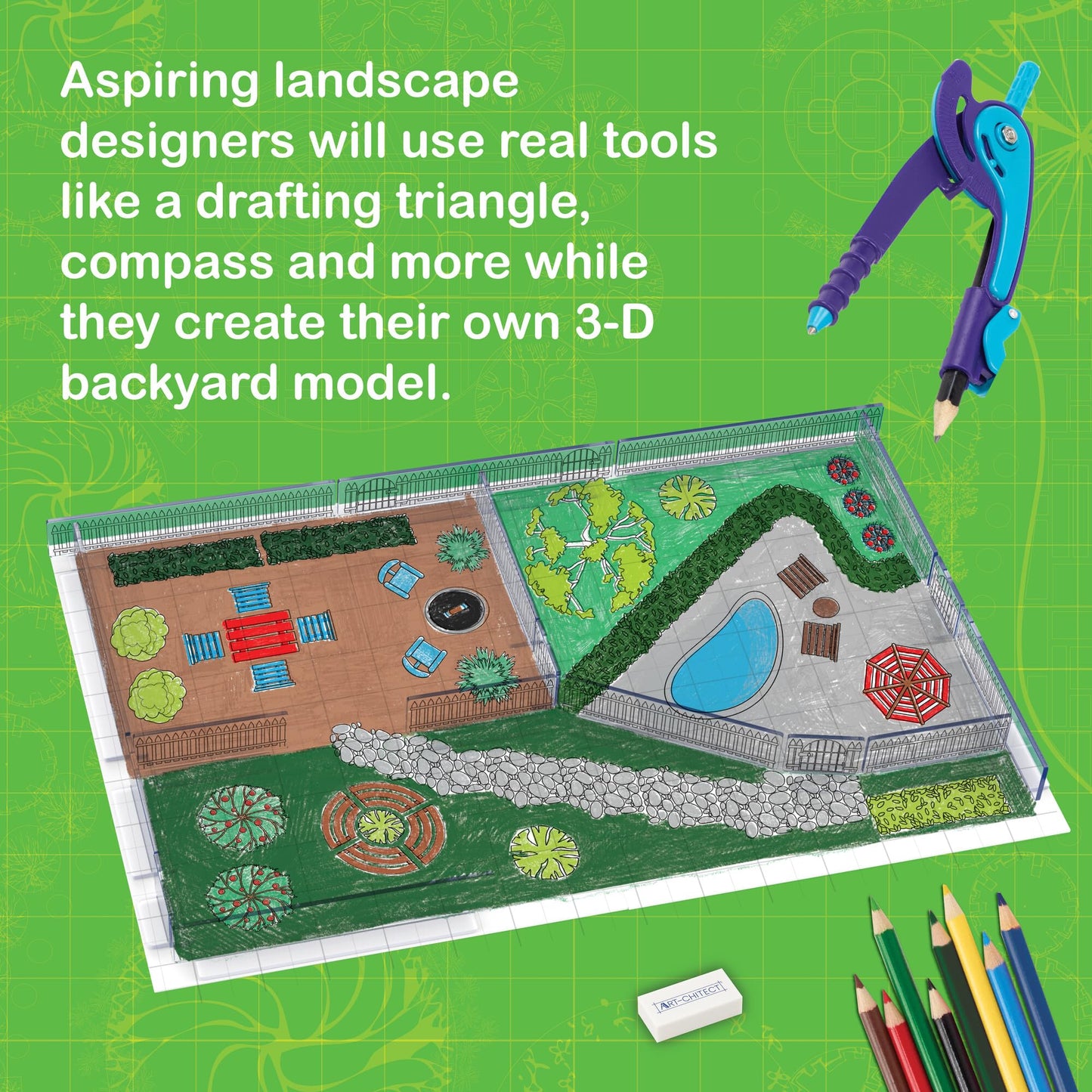 MindWare Art-chitect Landscape Designer for Kids – 3D Landscape Design Kit for Kids Ages 8 and Up – Learn The Basics of Architecture As You Design Start to Finish
