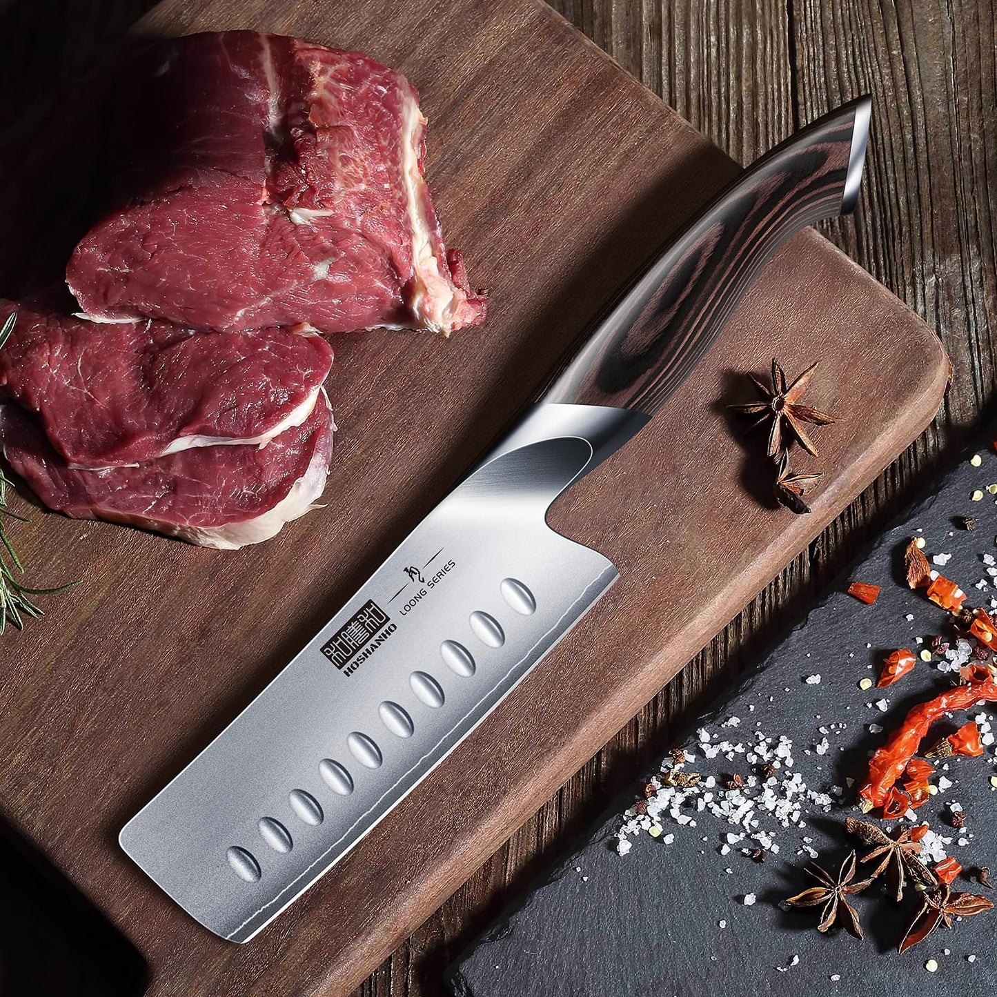 HOSHANHO 5.5 Inch Nakiri Knife, Japanese High Carbon Stainless Steel Chef Knife, Multipurpose Meat Vegetable Sharp Kitchen Knife with Ergonomic Pakkawood Handle