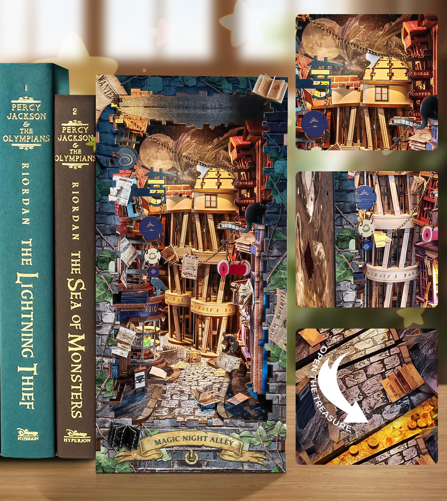 Spilay Book Nook Kits for Adults, Magic DIY Miniature House Kit with LED Light, 3D Wooden Puzzle Mini House Building kit for Bookshelf Decor, Desk Decor, Gift for Readers, Teens & Adults