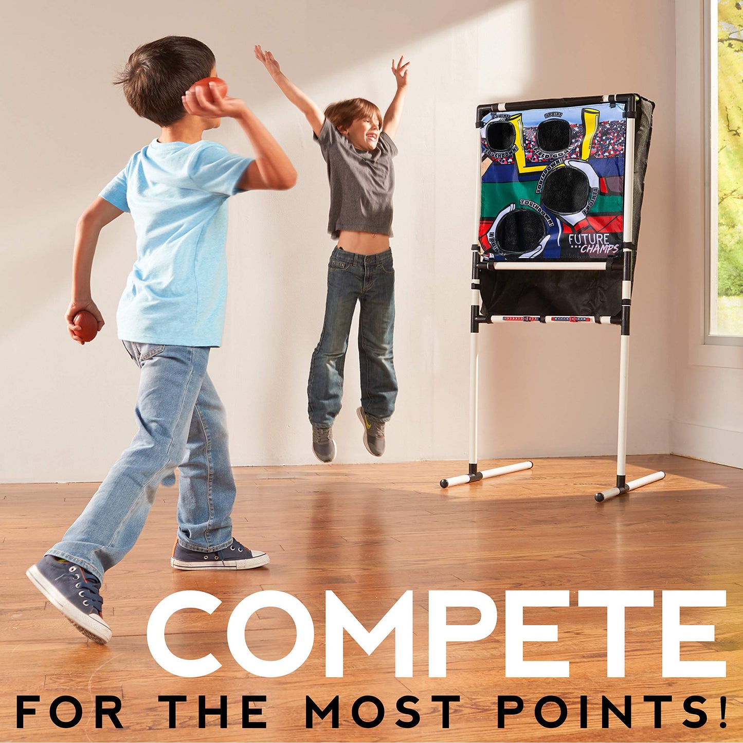 Franklin Sports Kids Football Target Toss with Mini Balls - Indoor Football Passing Game for Kids - Targets Included