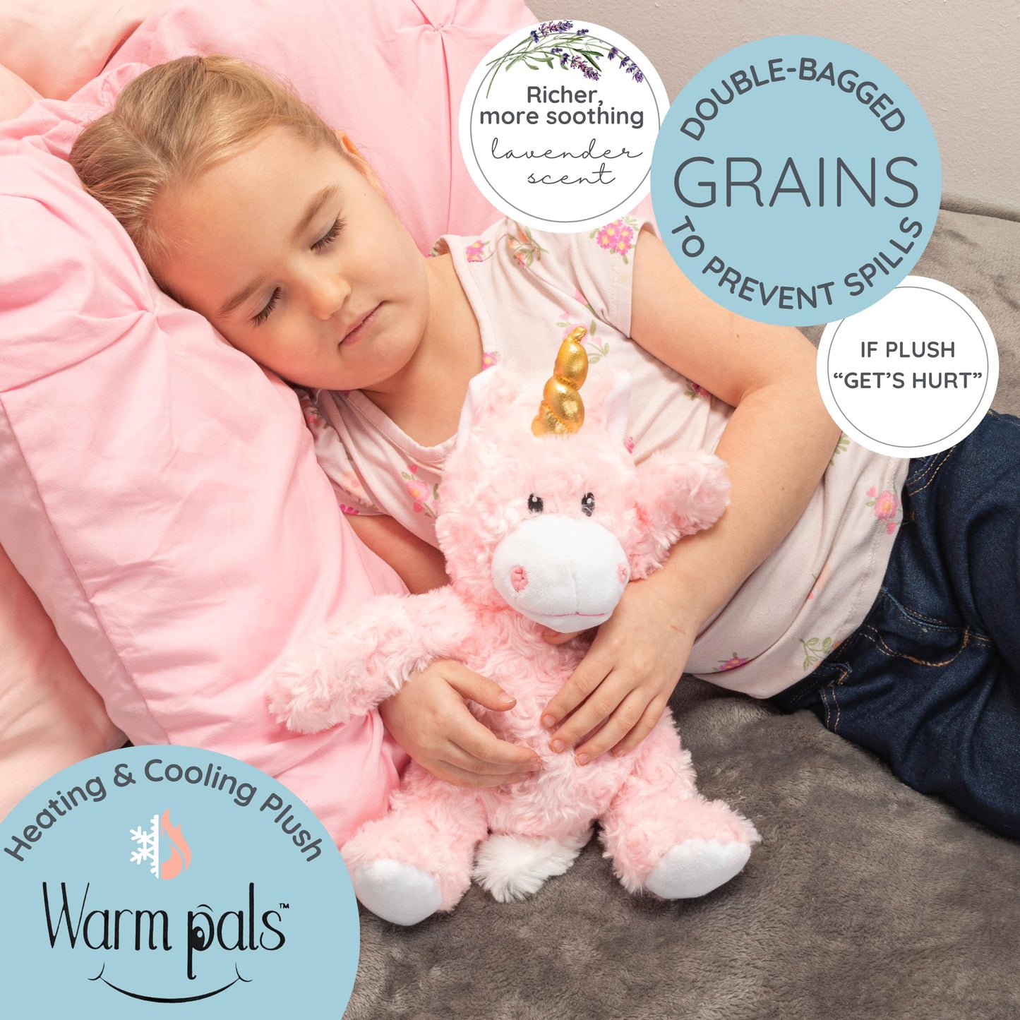 Warm Pals - Princess Pink Unicorn - Cozy Microwavable Lavender Scented Plush Toys - Heated Stuffed Animal - Heatable Coolable Bedtime Comfort Plushie