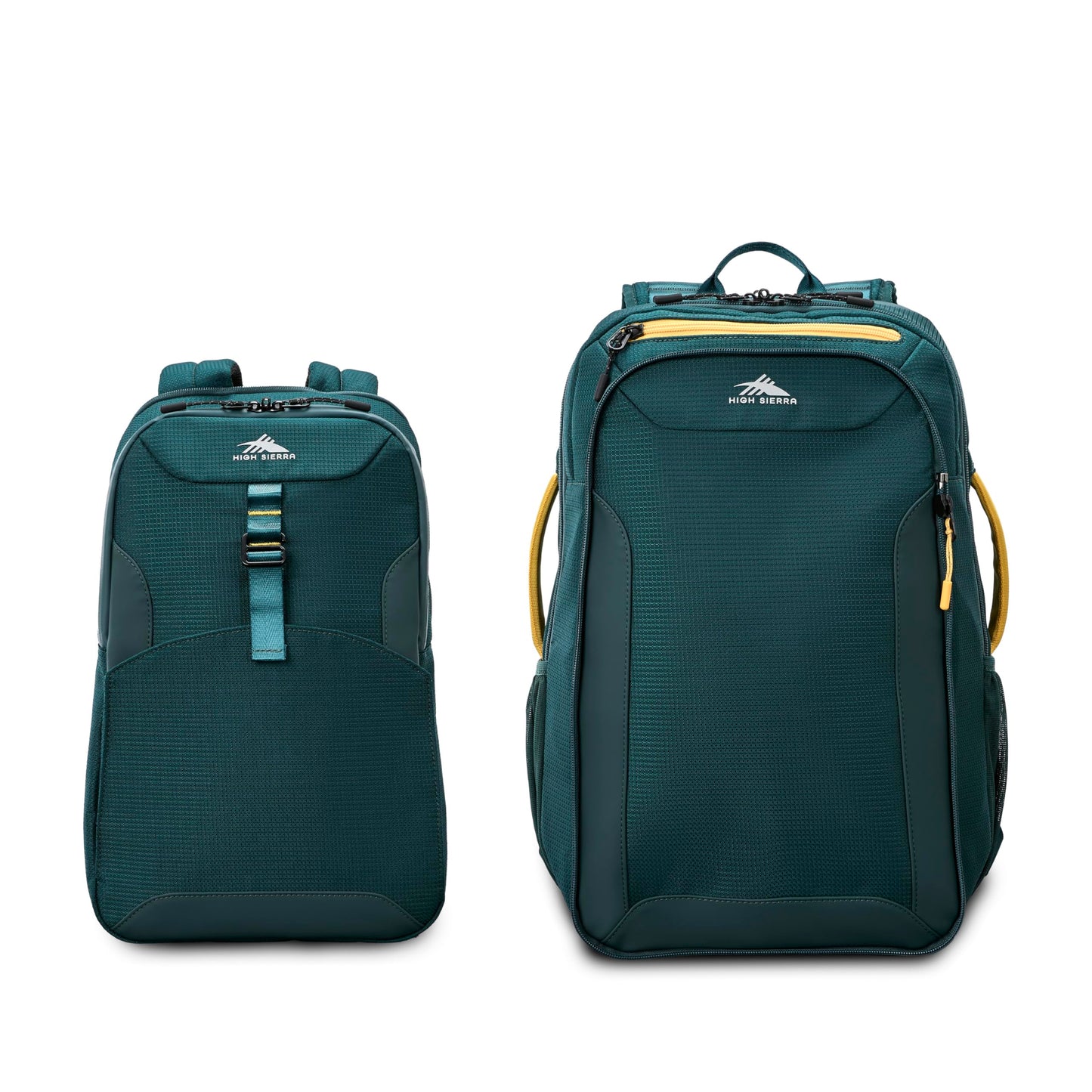 High Sierra Hi-Life 3-in-1 Convertible Backpack - Features Removable Daypack, Stack-It Strap, Adjustable Sternum Strap, Fleeced Pocket For Scratch Protection, Dual Water Bottle Pockets - Green/Yellow