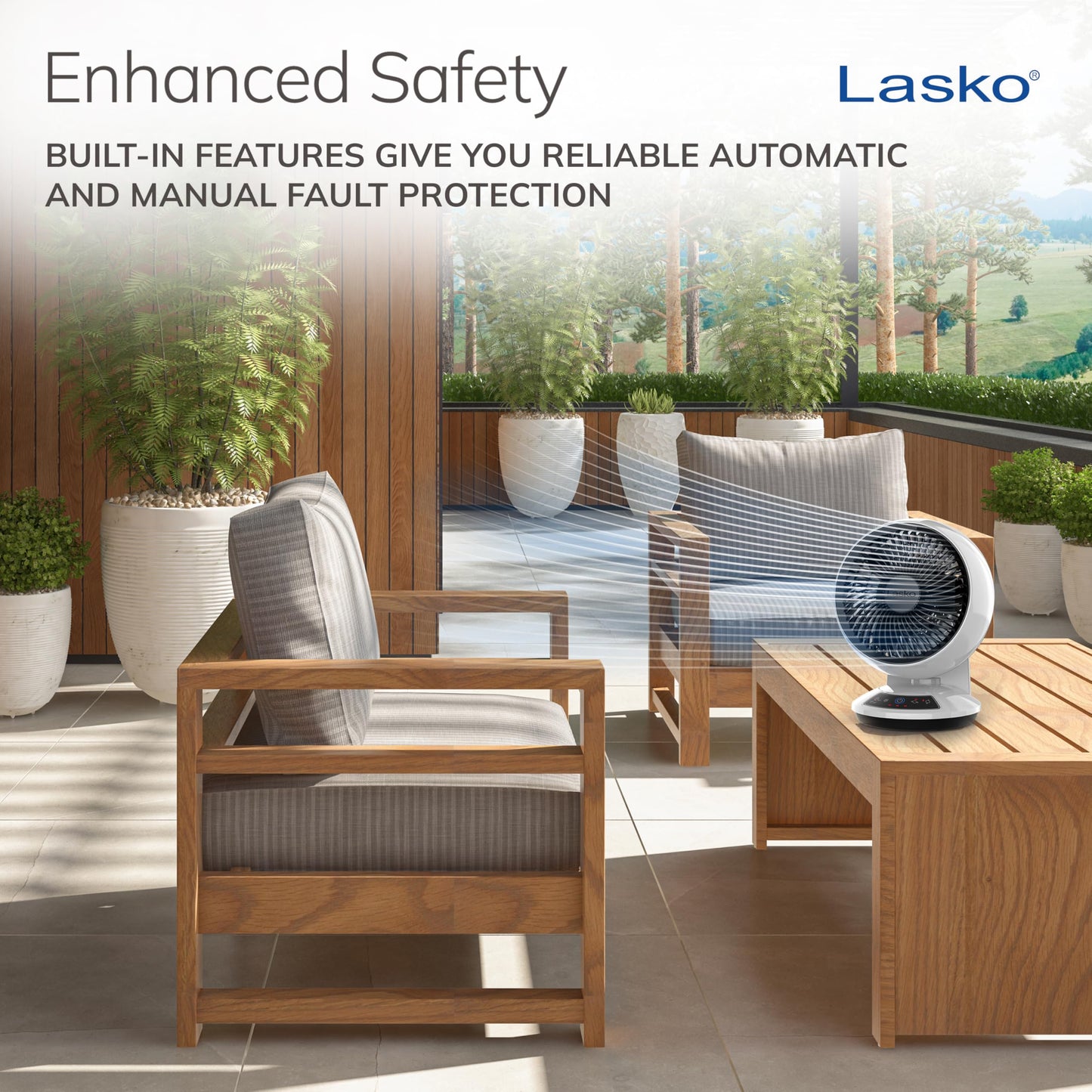 Lasko Whirlwind Orbital Motion Air Circulator Table Fan, 3 Speeds, Timer, Dark Mode, Remote Control for Small and Medium Sized Rooms, White, A12557