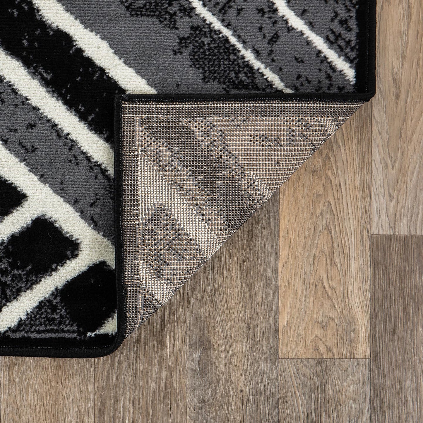 Rugshop Contemporary Stripe Design High Traffic Runner Rug for Hallway,Kitchen,Bedroom,Entryway,Living Room 2' x 7' Black