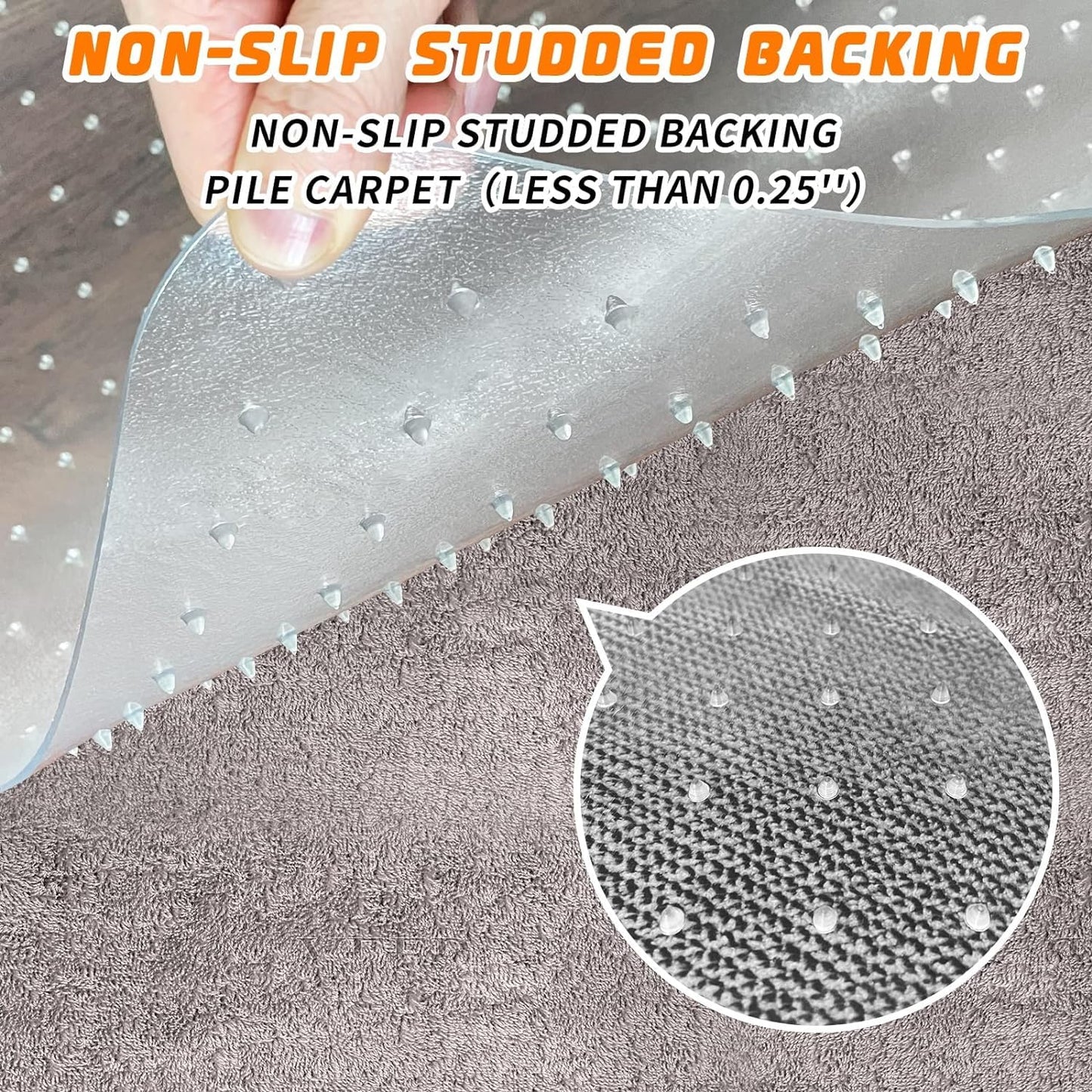 Office Chair Mat for Carpet Floors, Desk Mats 47"X59" for Rolling Desk on Low Pile Carpets, Rectangle Computer Gaming Plastic Floor Mats for Office Chair on Carpet, Flat Without Curling