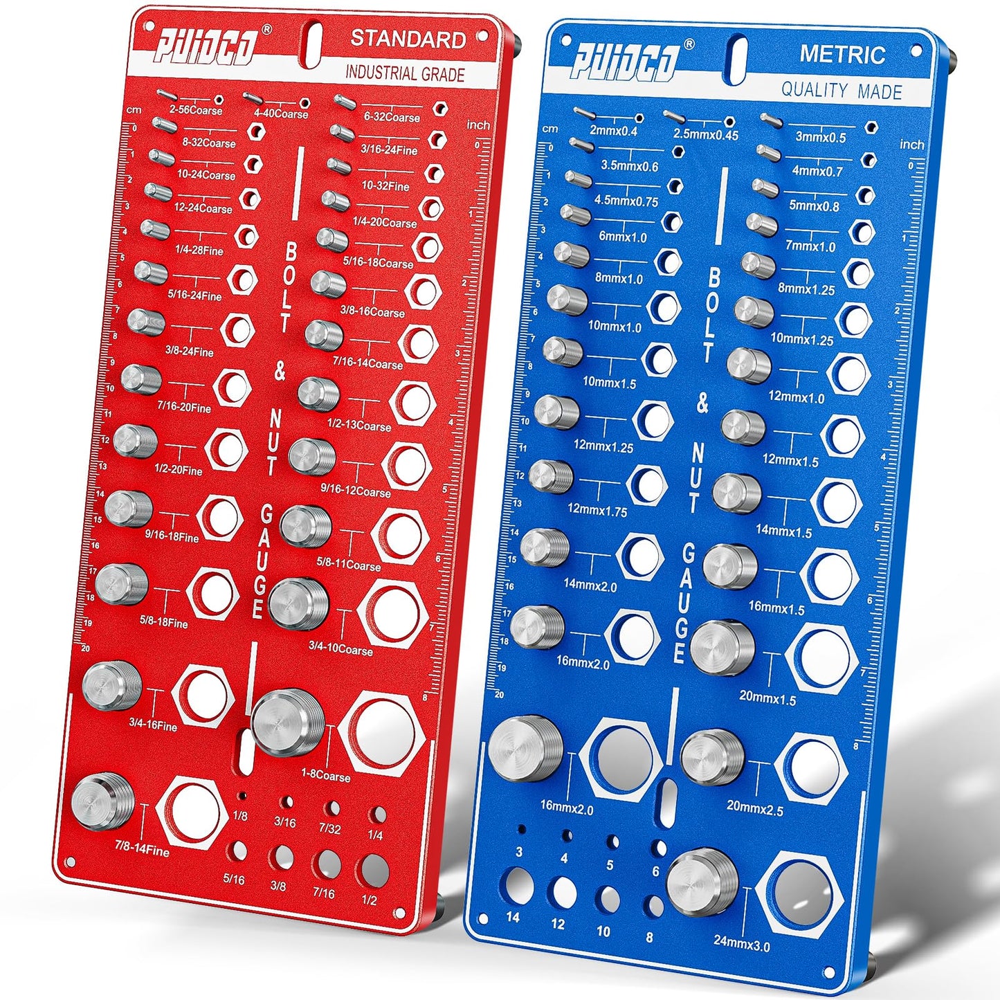 68 Nut and Bolt Thread Checker Standard and Metric, Screw Size and Thread Gauge with 26 SAE & 26 Metric & 16 Drill Bit Gauge, Bolt and Nut Identifier Gauge Bolt Size Finder for Quickly Identify