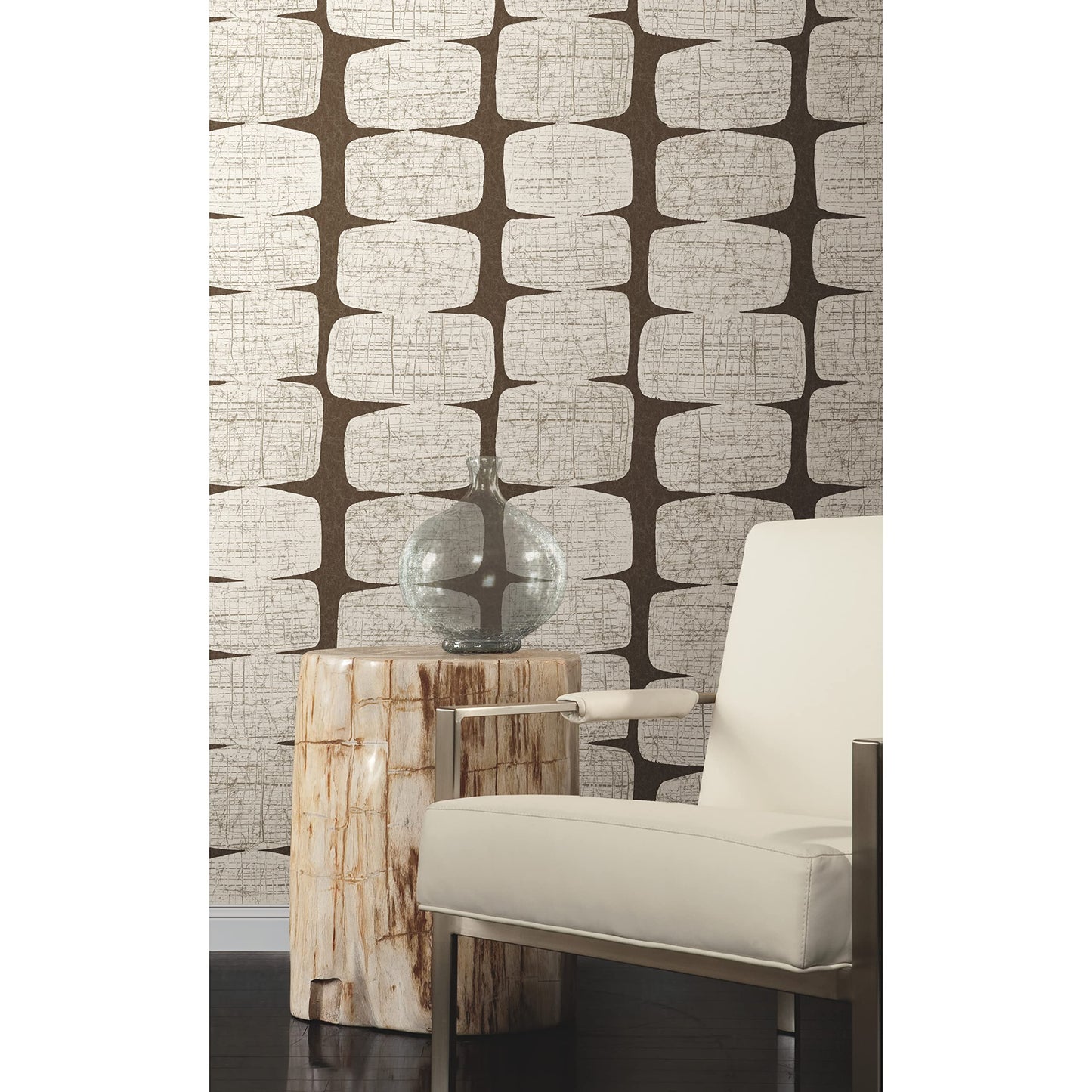 RoomMates RMK12349PL Mid-Century Beads Peel and Stick Wallpaper, Brown