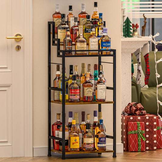 5-Tier Trapezoidal Liquor Cabinet Bar for Home, Stepped Wine Rack Freestanding Floor, Corner Syrup & Whiskey Stand, Large-Capacity Alcohol Bottle Storage Display Shelf Living Room, Patent Pending