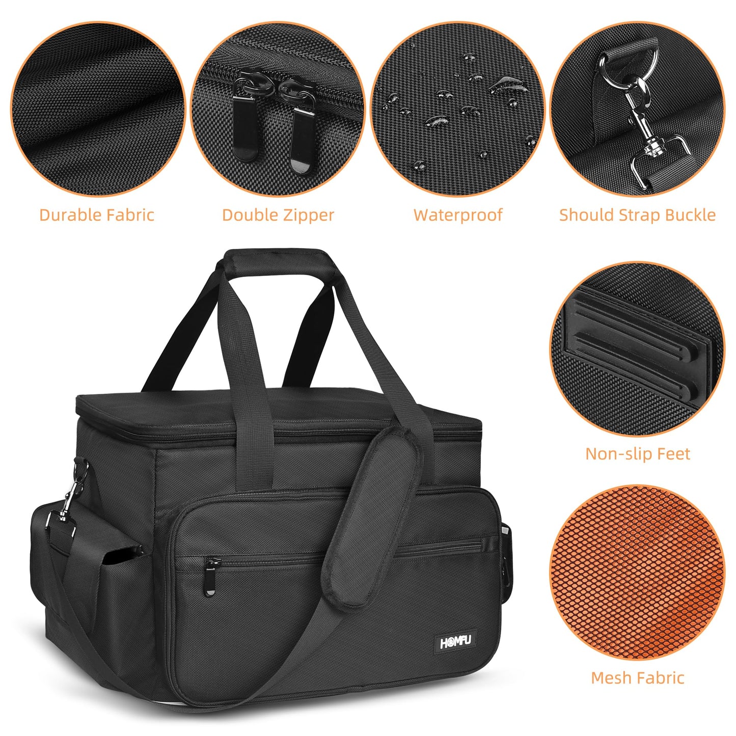 Homfu DJ High Capacity Band Equipment Bag-DJ Gig Gear Bag with Detachable Padded Bottom Dividers,DJ Cable File Storage Organizer Bag for USB,DJ Equipment,Musicians Accessories,Travel,Sound Equipment